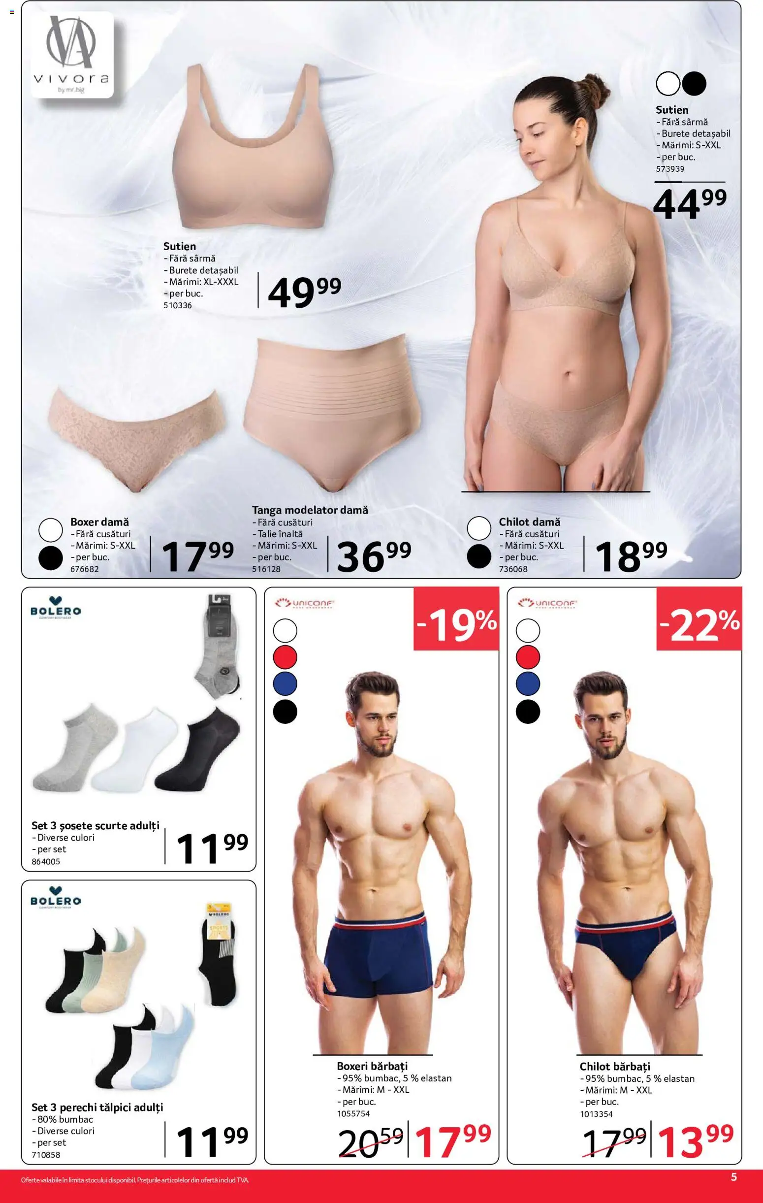 Catalog Selgros 24 Iulie - 5 August 2026 | Pagina 5 | Produse: Tălpici, Sutien, Șosete, Boxeri