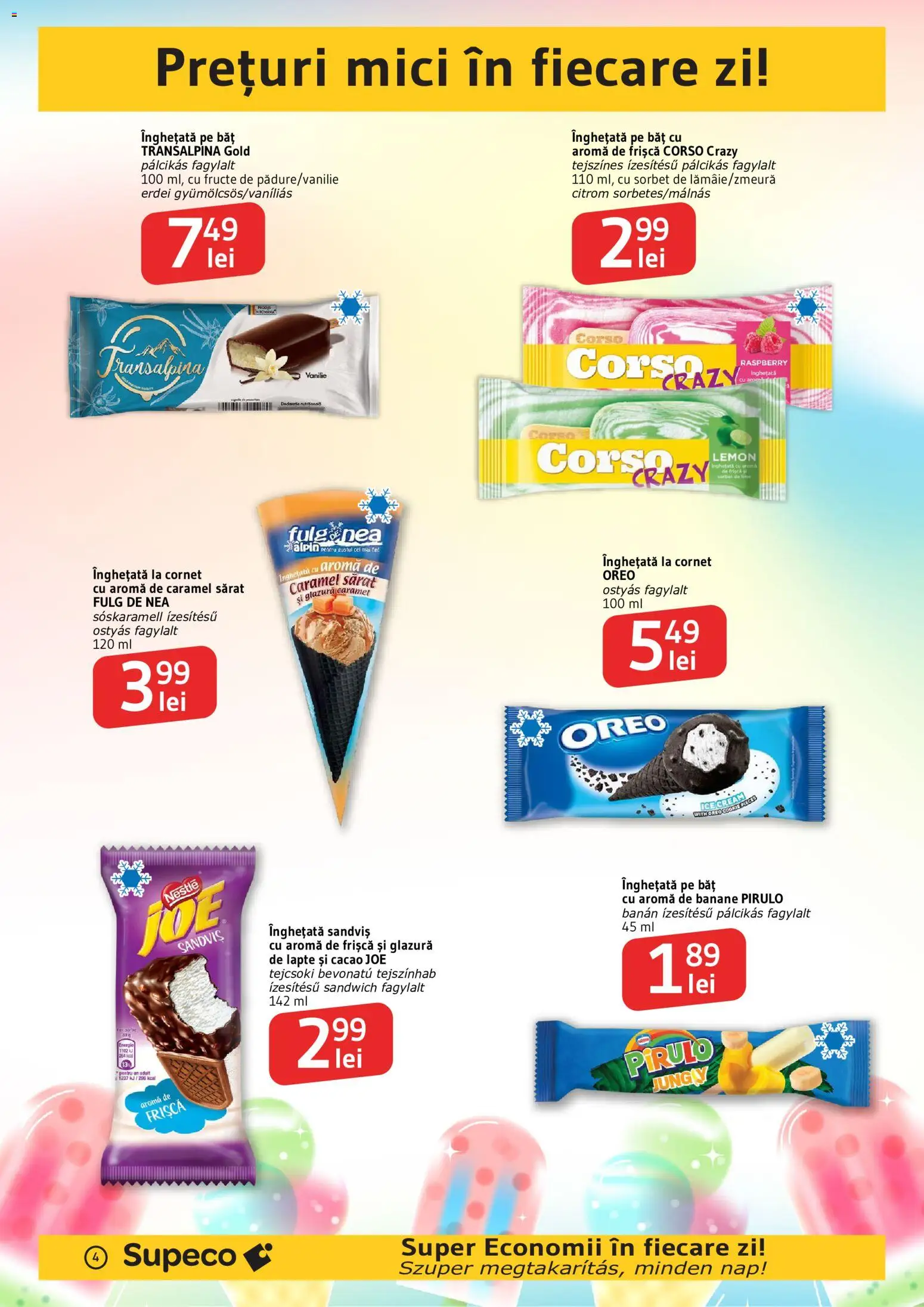 Catalog Supeco 23 Iulie - 4 August 2026 | Pagina 4 | Produse: Bahçe aydınlatması, Lapte, Banane, Înghețată