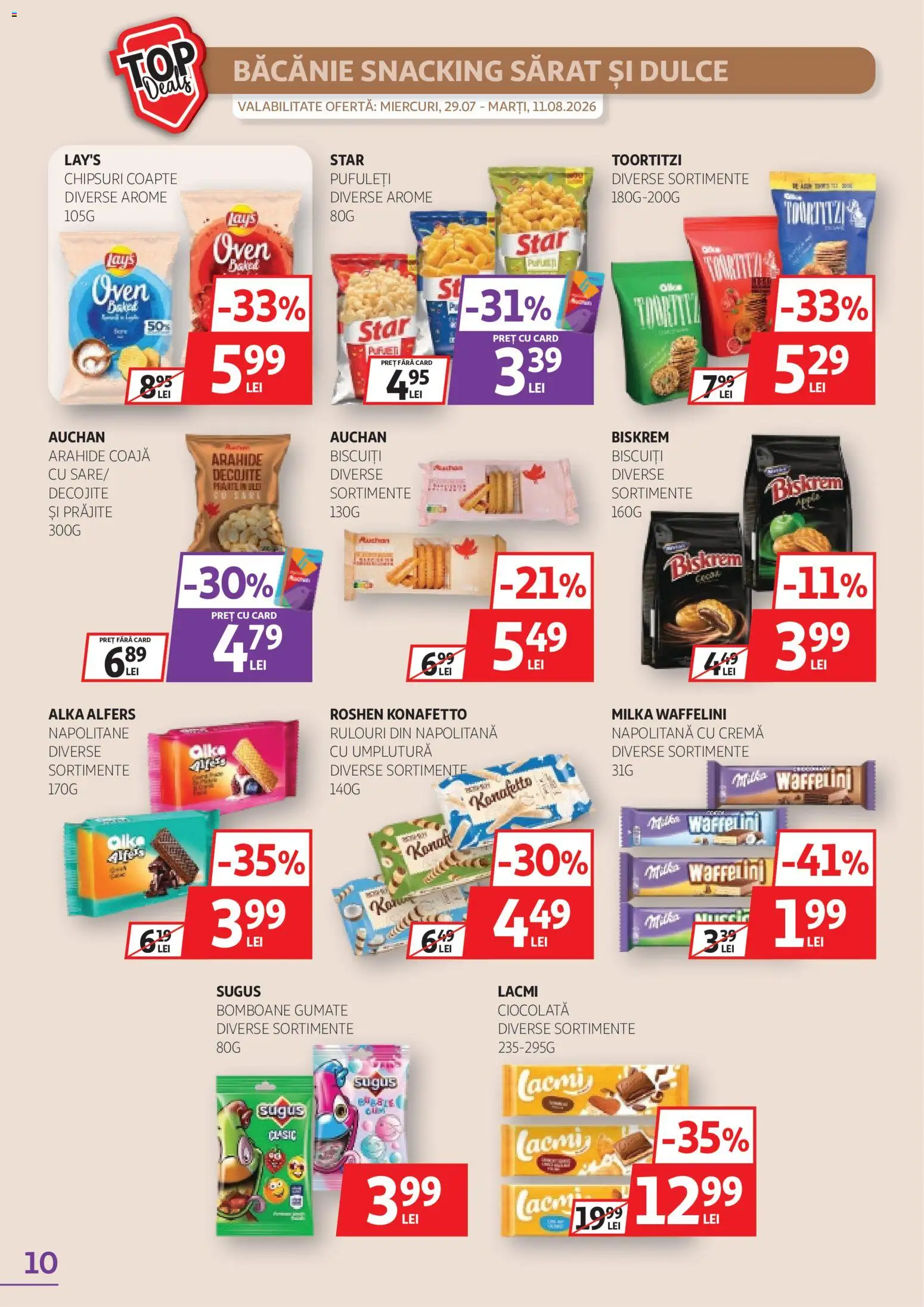 Catalog Auchan 29 Iulie - 10 August 2026 | Pagina 10 | Produse: Cremă, Pufuleți, Chipsuri, Biscuiți