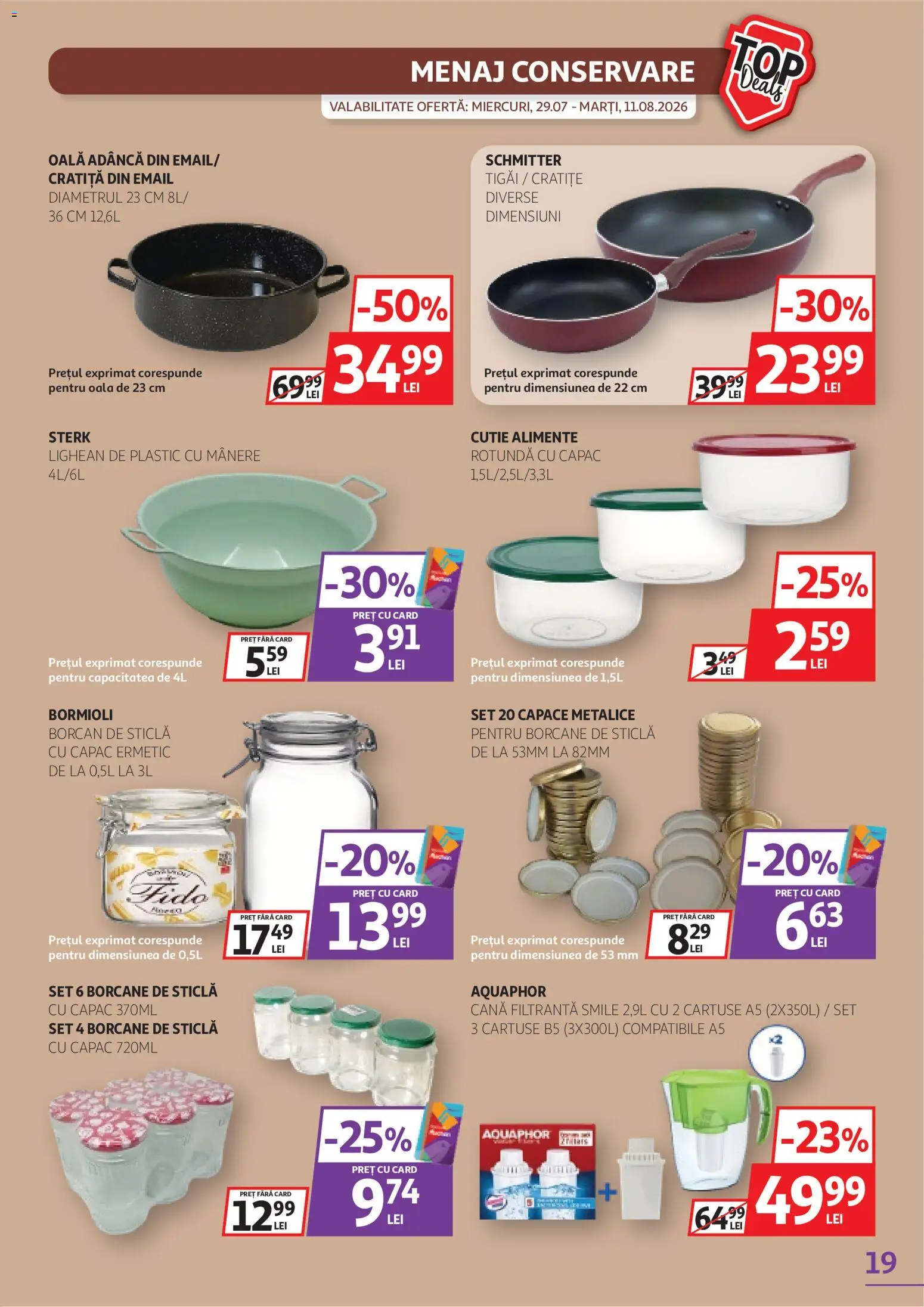 Catalog Auchan 29 Iulie - 10 August 2026 | Pagina 19 | Produse: Cratiță, Oală, Cutie alimente, Borcan