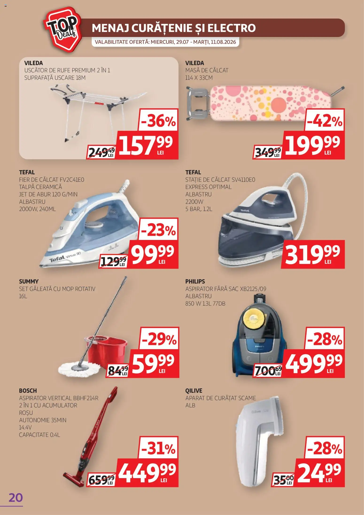 Catalog Auchan 29 Iulie - 10 August 2026 | Pagina 20 | Produse: Enginar, Aspirator, Masă, Masă de călcat