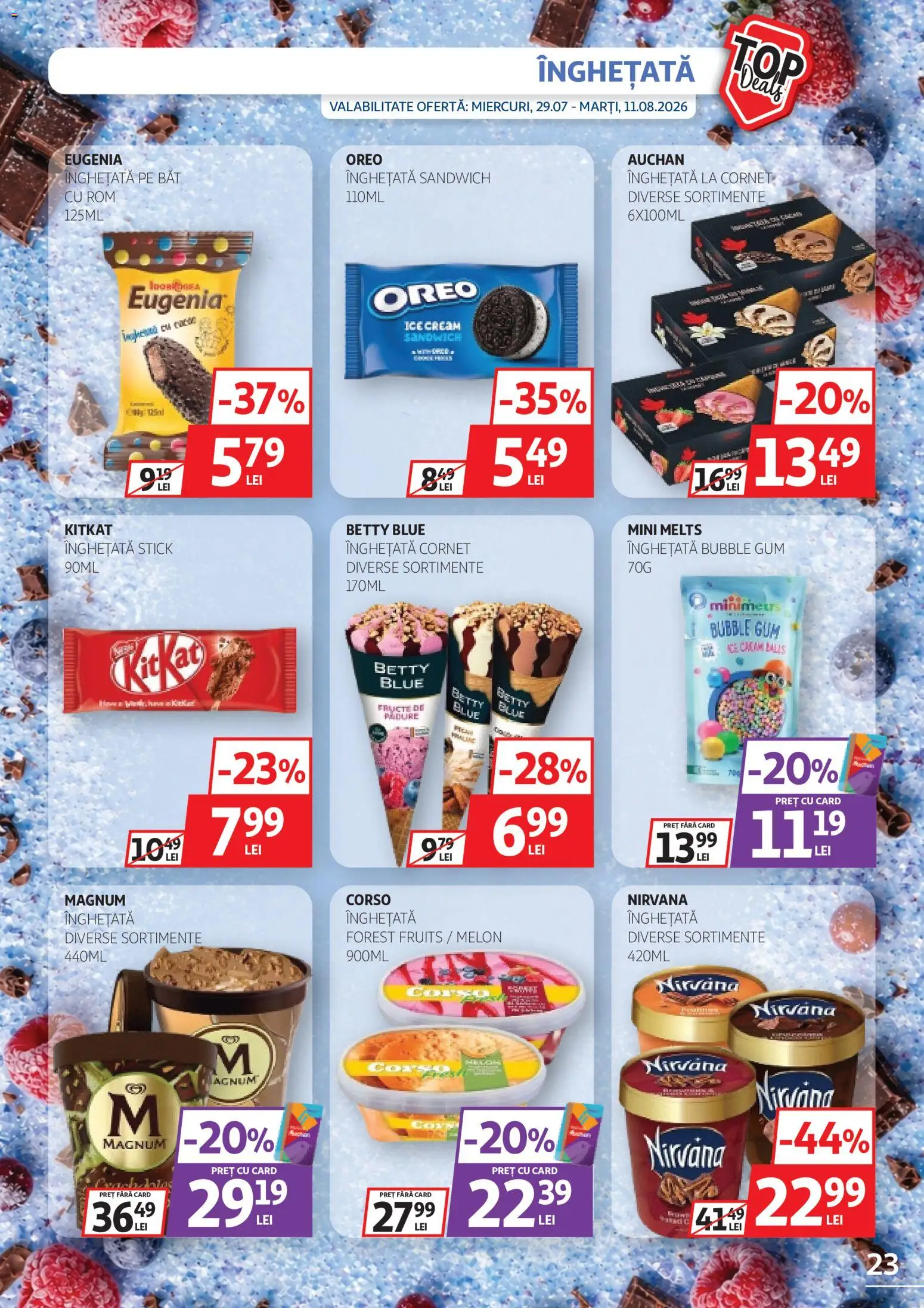 Catalog Auchan 29 Iulie - 10 August 2026 | Pagina 23 | Produse: Rom, Înghețată, Fructe