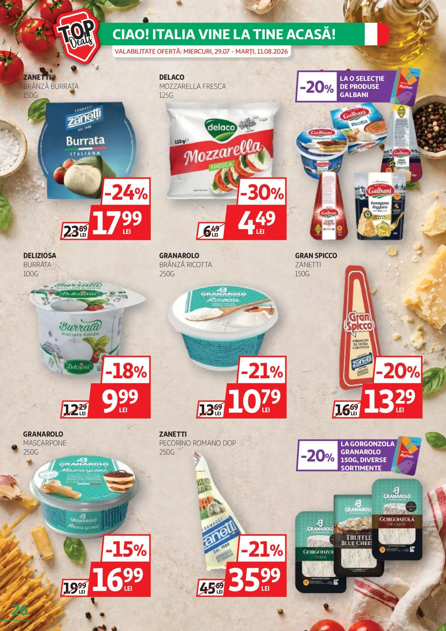 Catalog Auchan 29 Iulie - 10 August 2026 | Pagina 26 | Produse: Çift taraflı üst, Light Kedi Konservesi, Gorgonzola, Mascarpone