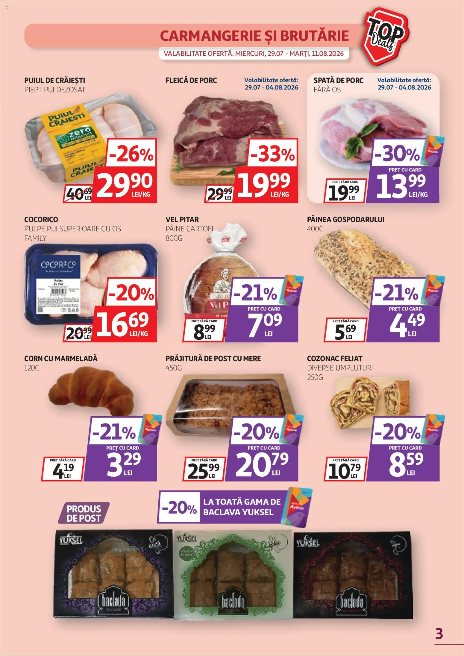 Catalog Auchan 29 Iulie - 10 August 2026 | Pagina 3 | Produse: Pâine, Mere, Cartofi, Fleică
