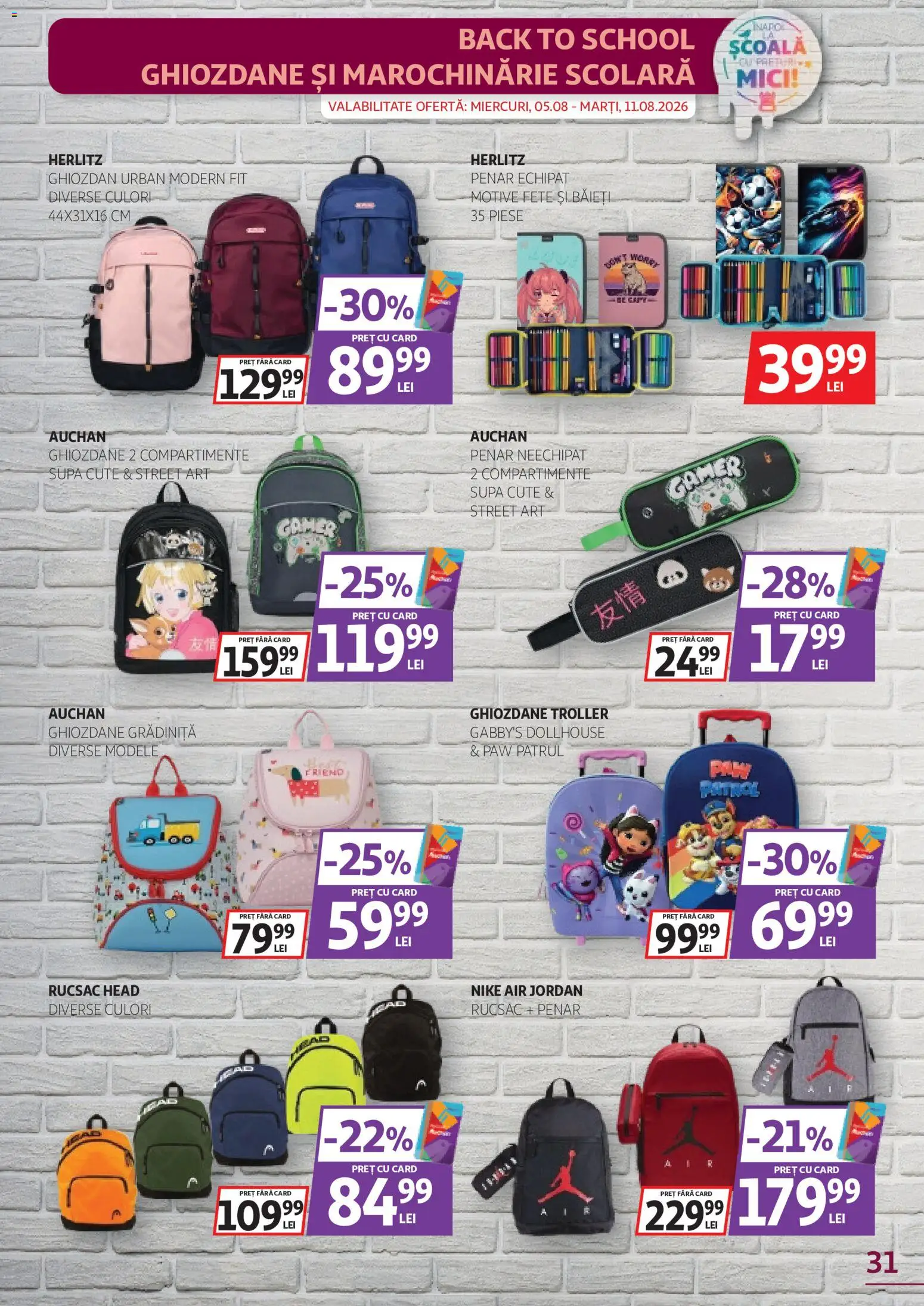 Catalog Auchan 29 Iulie - 10 August 2026 | Pagina 31 | Produse: Mici, Ghiozdan, Rucsac