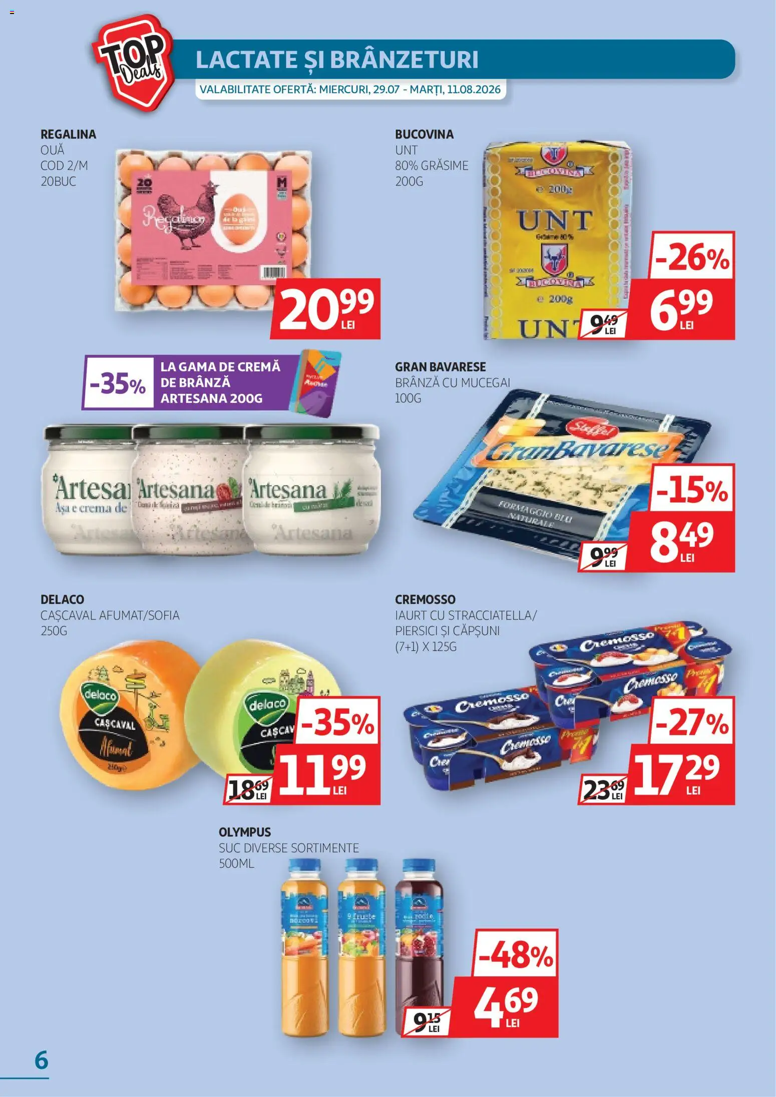Catalog Auchan 29 Iulie - 10 August 2026 | Pagina 6 | Produse: Brânză, Iaurt, Suc, Căpșuni