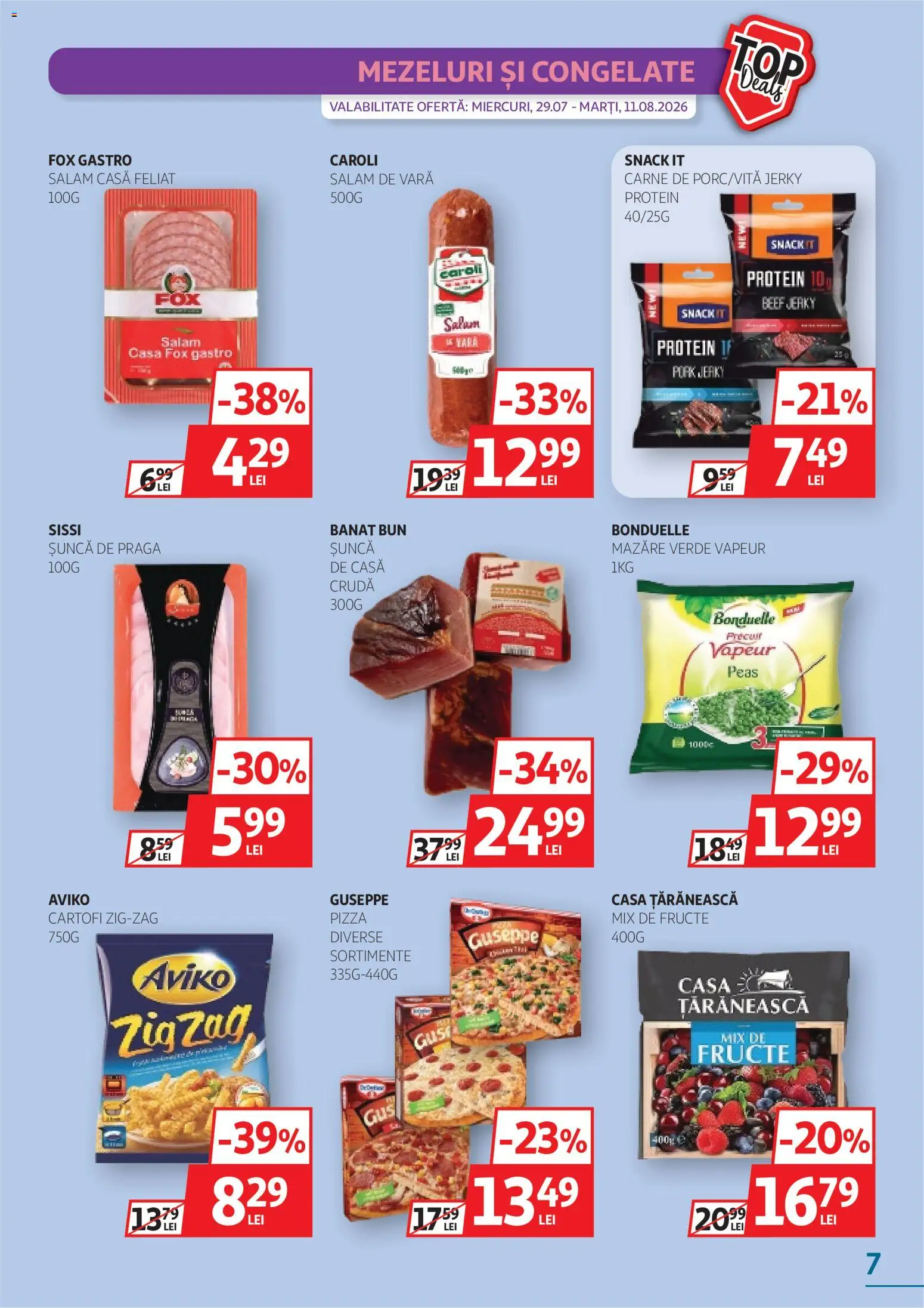 Catalog Auchan 29 Iulie - 10 August 2026 | Pagina 7 | Produse: Mazăre, Salam, Pizza, Fructe