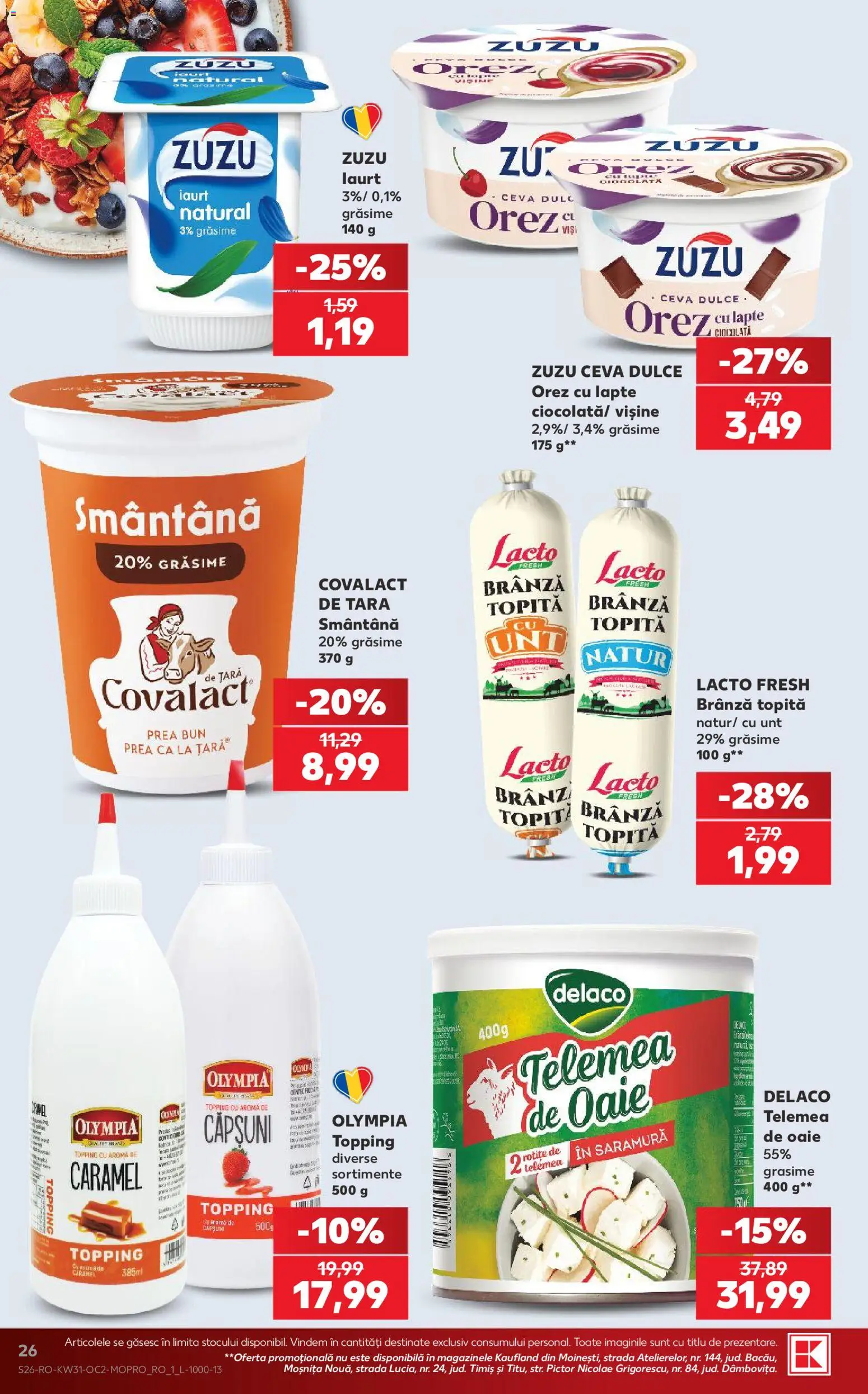 Catalog Kaufland 29 Iulie - 3 August 2026 | Pagina 26 | Produse: Light Kedi Konservesi, Lapte, Brânză, Orez