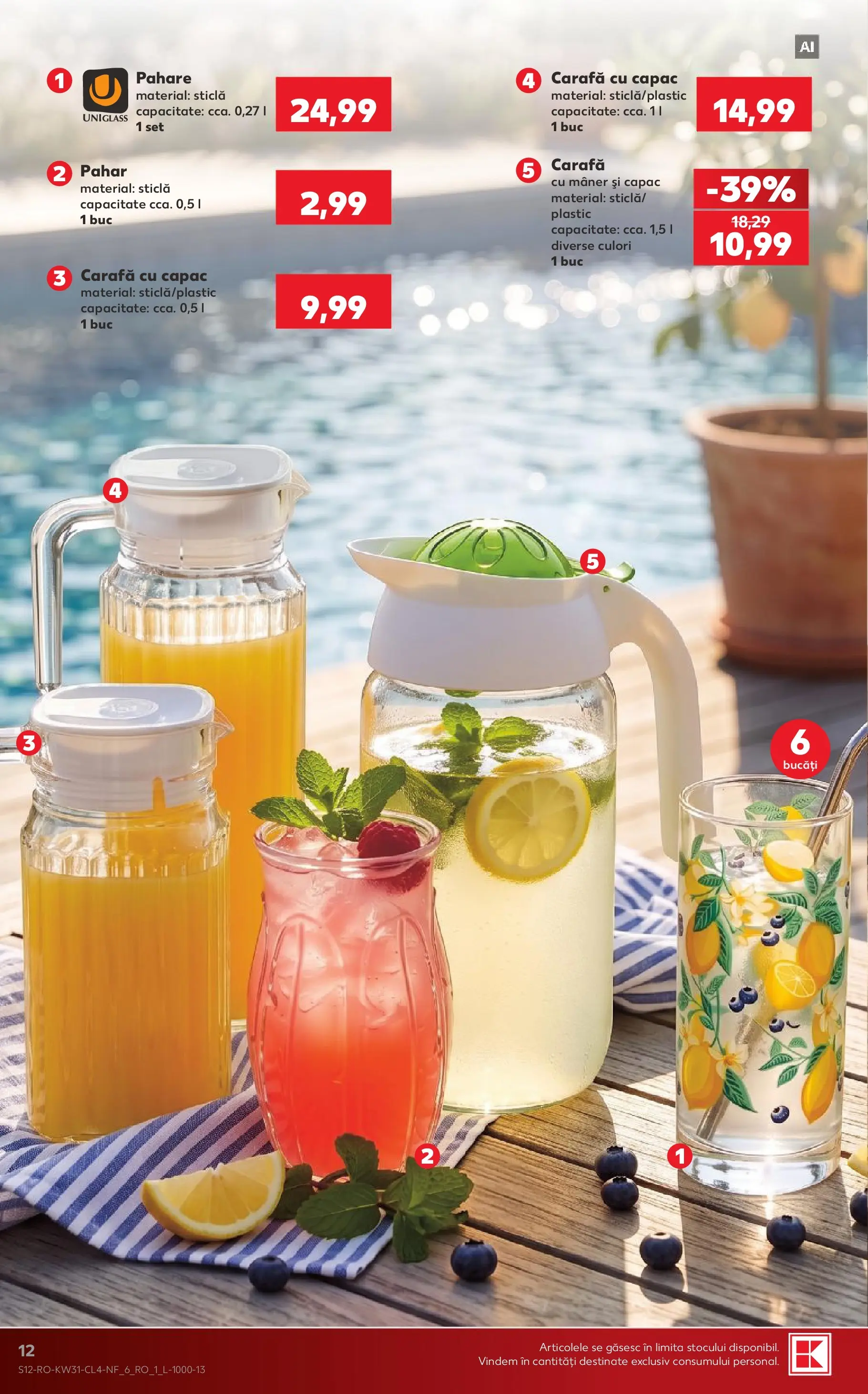 Catalog Kaufland 29 Iulie - 3 August 2026 | Pagina 12 | Produse: Pahare, Mâner, Carafă