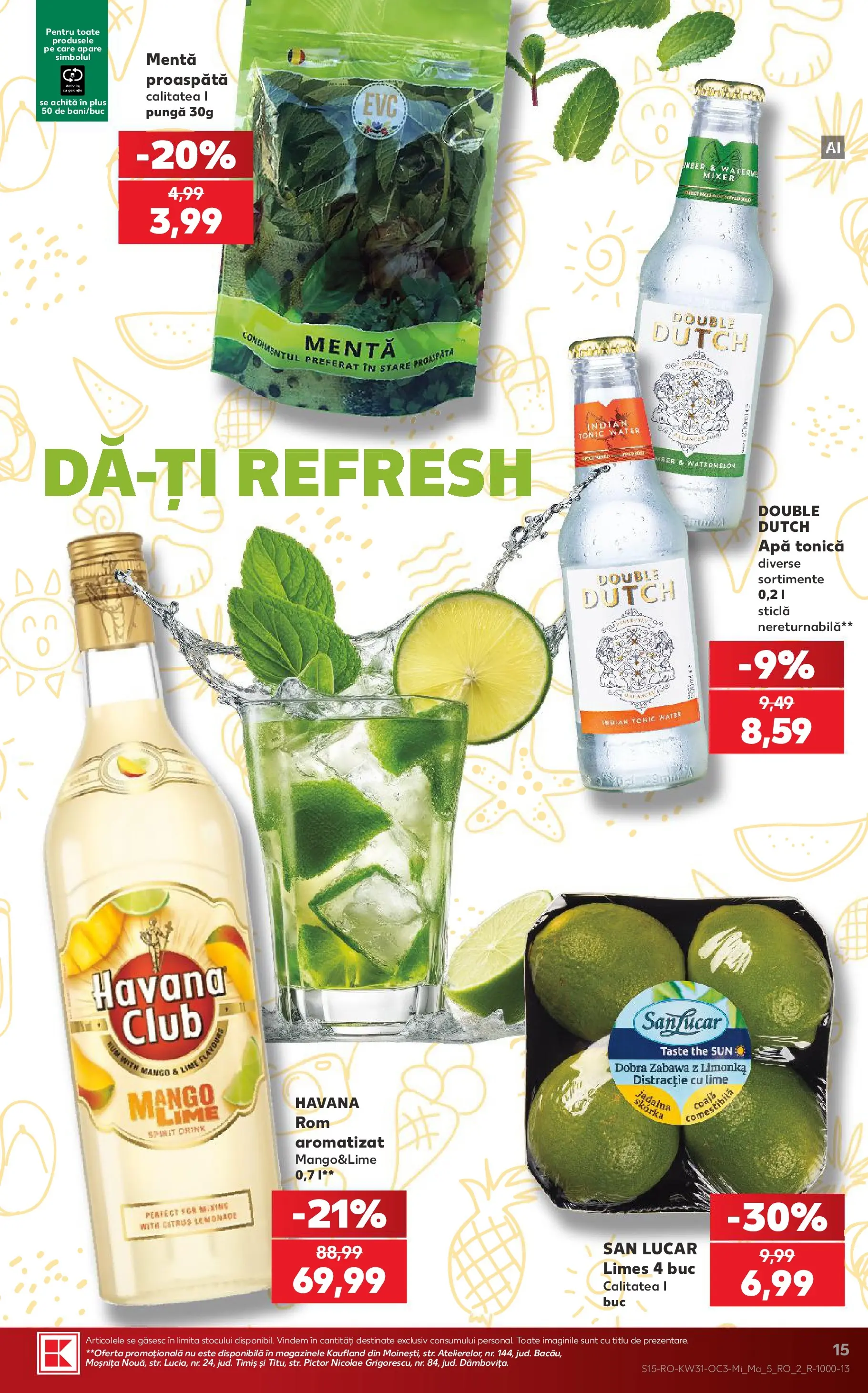 Catalog Kaufland 29 Iulie - 3 August 2026 | Pagina 15 | Produse: Lime, Pungă, Apă, Mango