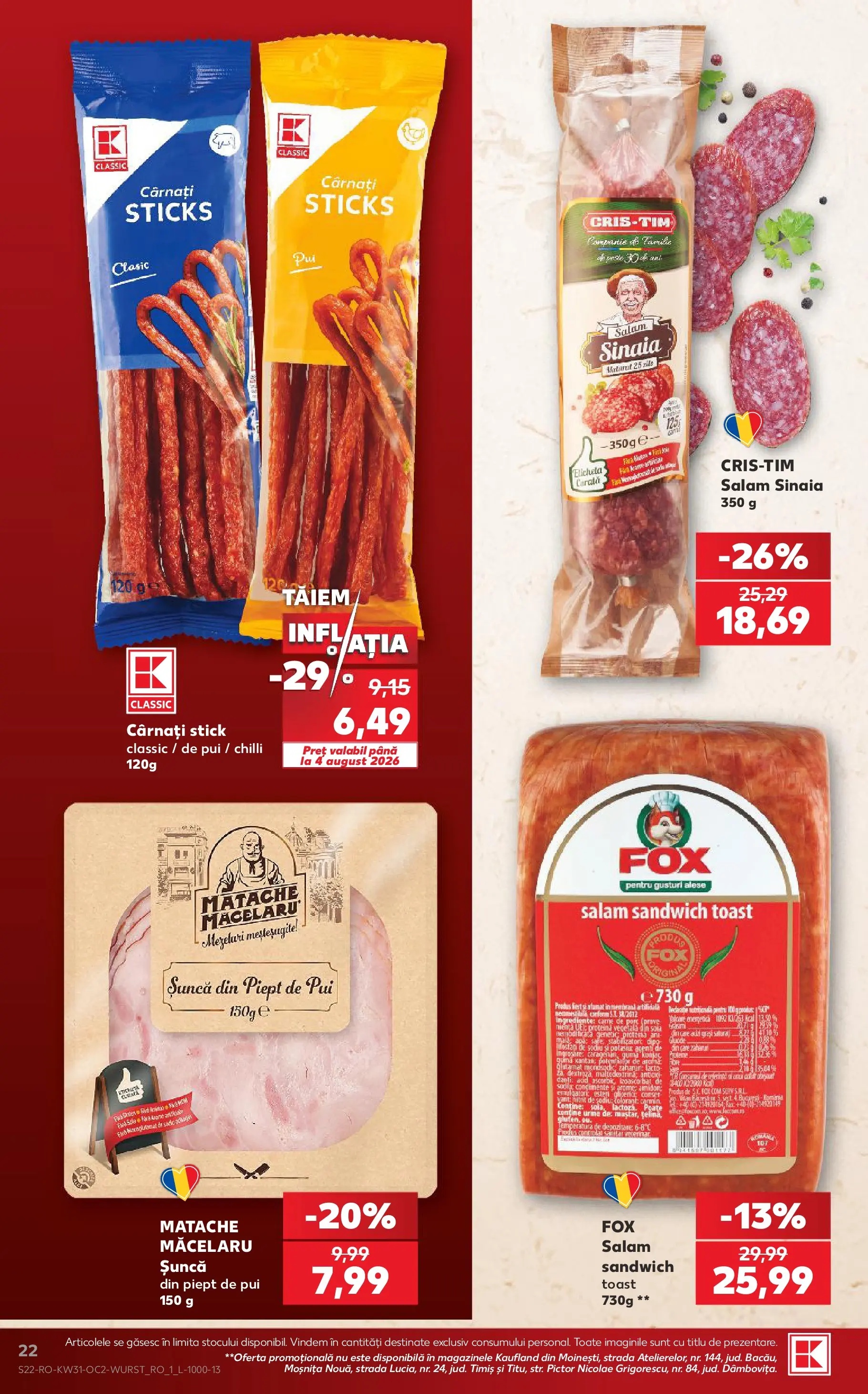 Catalog Kaufland 29 Iulie - 3 August 2026 | Pagina 22 | Produse: Hacıyatmaz Kedi Oyuncağı, Șuncă, Condimente, Cârnați