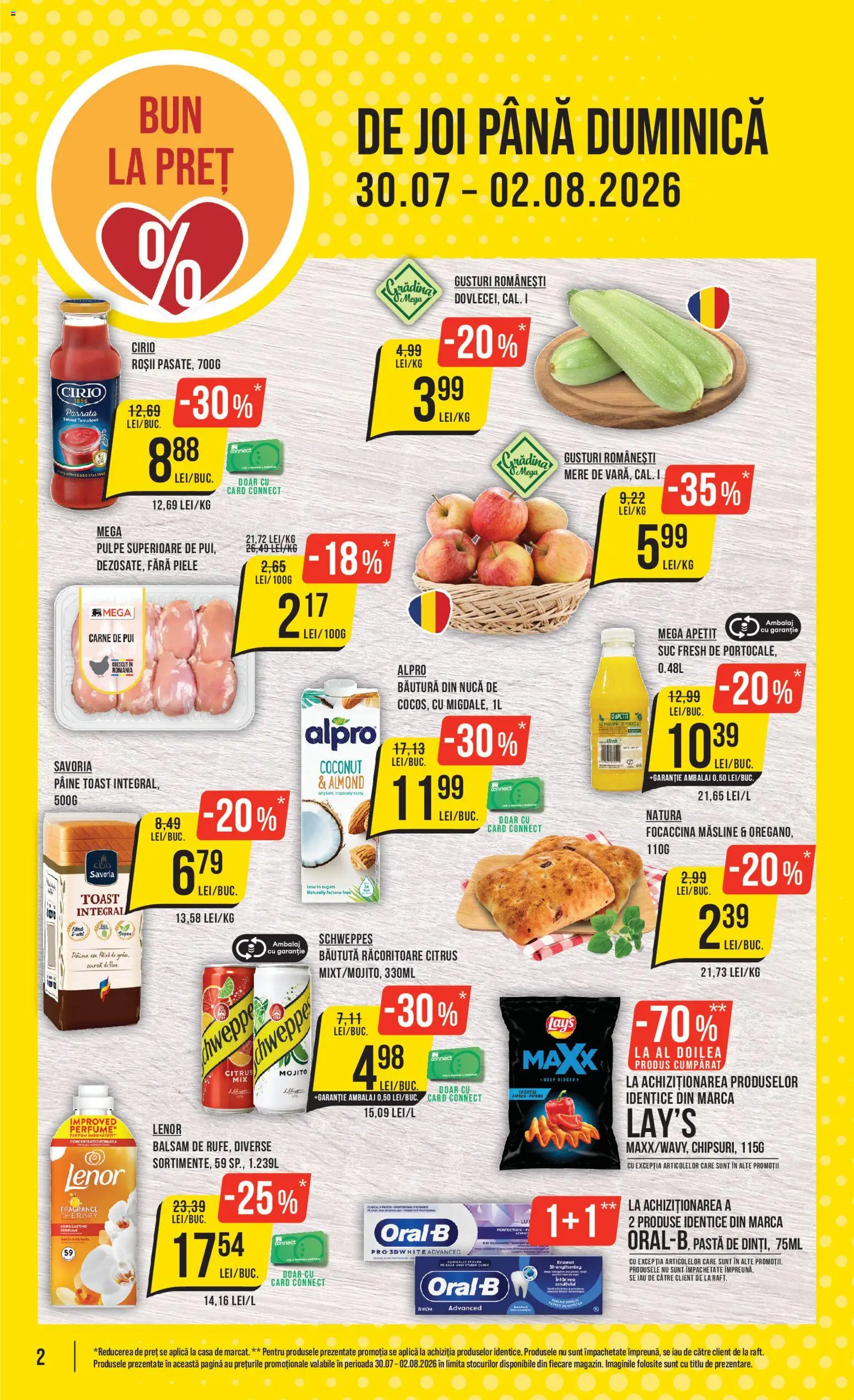 Catalog Mega Image 30 Iulie - 4 August 2026 | Pagina 2 | Produse: Hacıyatmaz Kedi Oyuncağı, Măsline, Suc, Mere