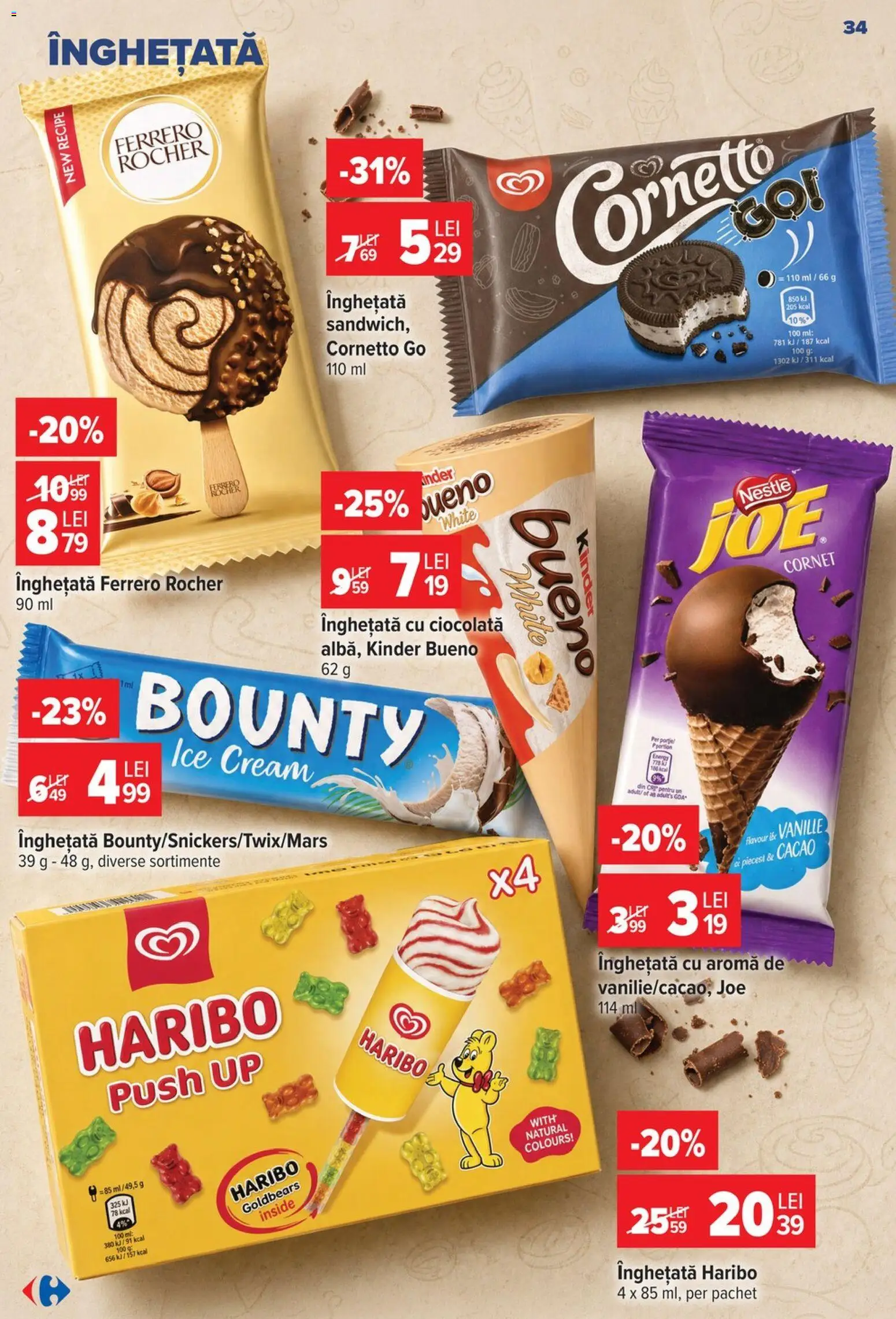 Catalog Carrefour 29 Iulie - 3 August 2026 | Pagina 34 | Produse: Soda, Ciocolată, Cacao, Înghețată