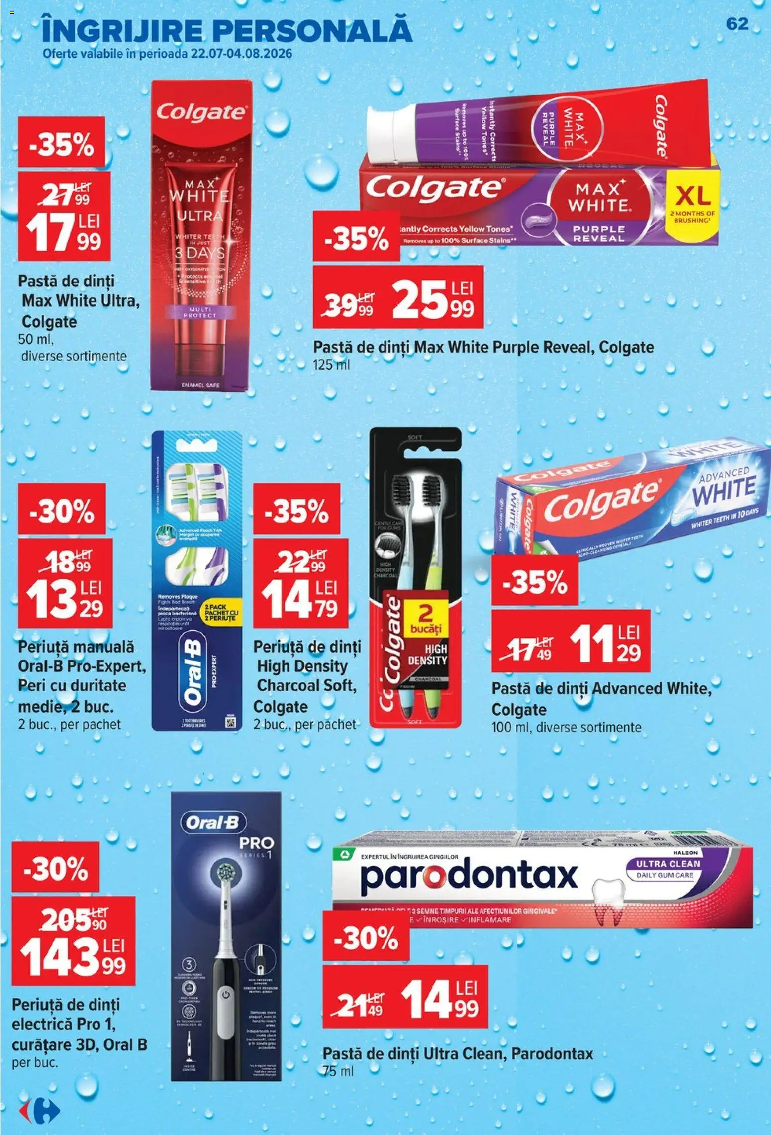 Catalog Carrefour 29 Iulie - 3 August 2026 | Pagina 62 | Produse: Pomelo, Periuță De Dinți Electrică, Pastă de dinți, Periuță de dinți