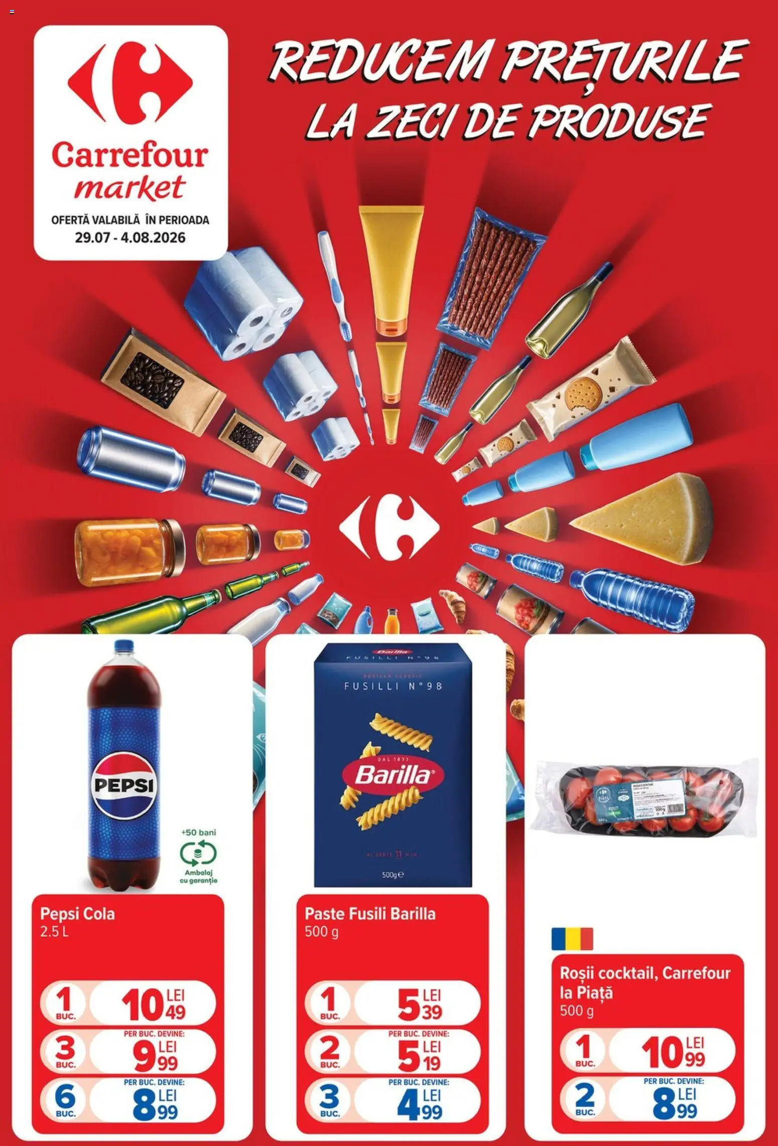 Catalog Carrefour 29 Iulie - 3 August 2026 | Pagina 1 | Produse: Șal, Amerikan servis, Roșii, Paste