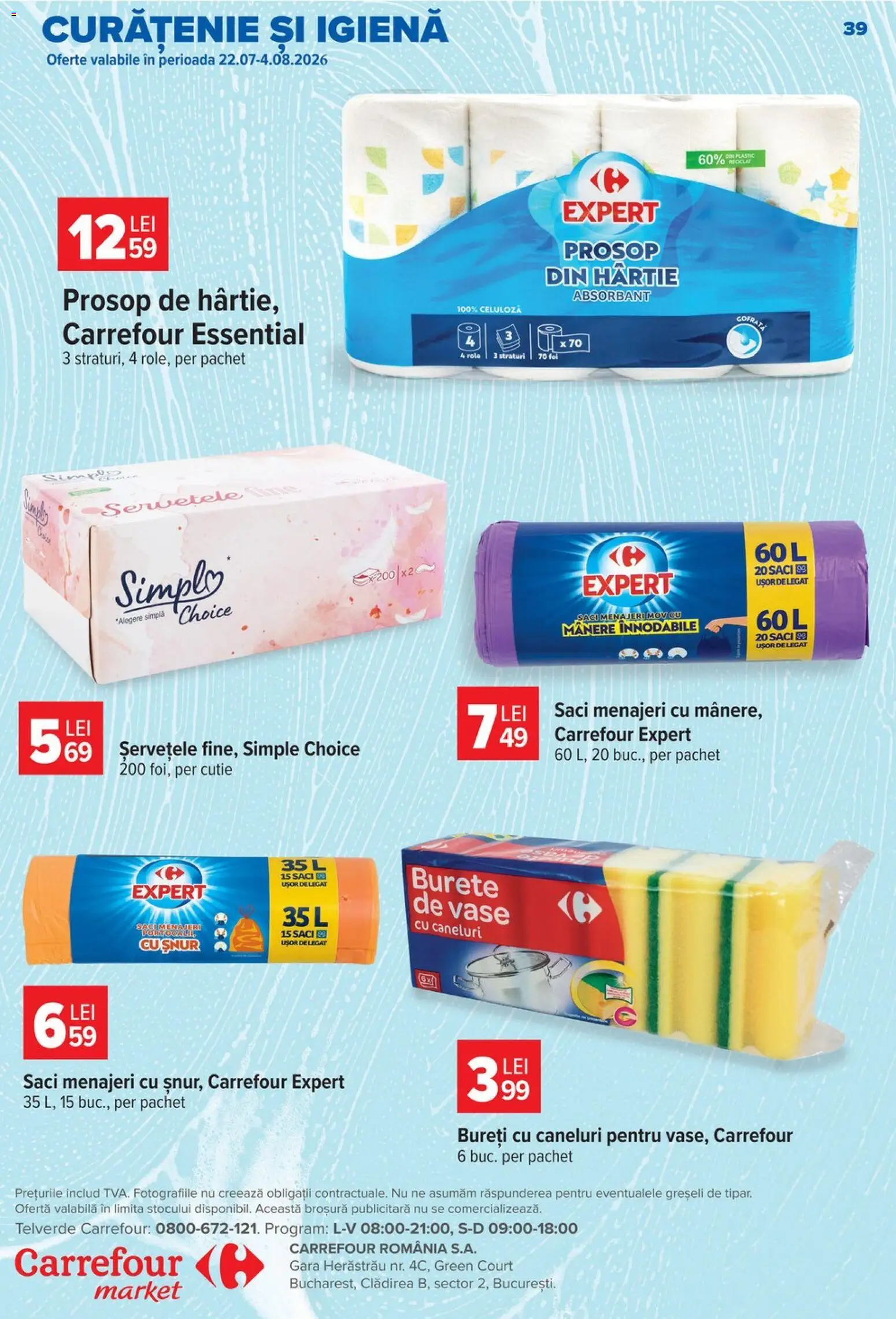Catalog Carrefour 29 Iulie - 3 August 2026 | Pagina 39 | Produse: Saci menajeri, Cutie, Burete