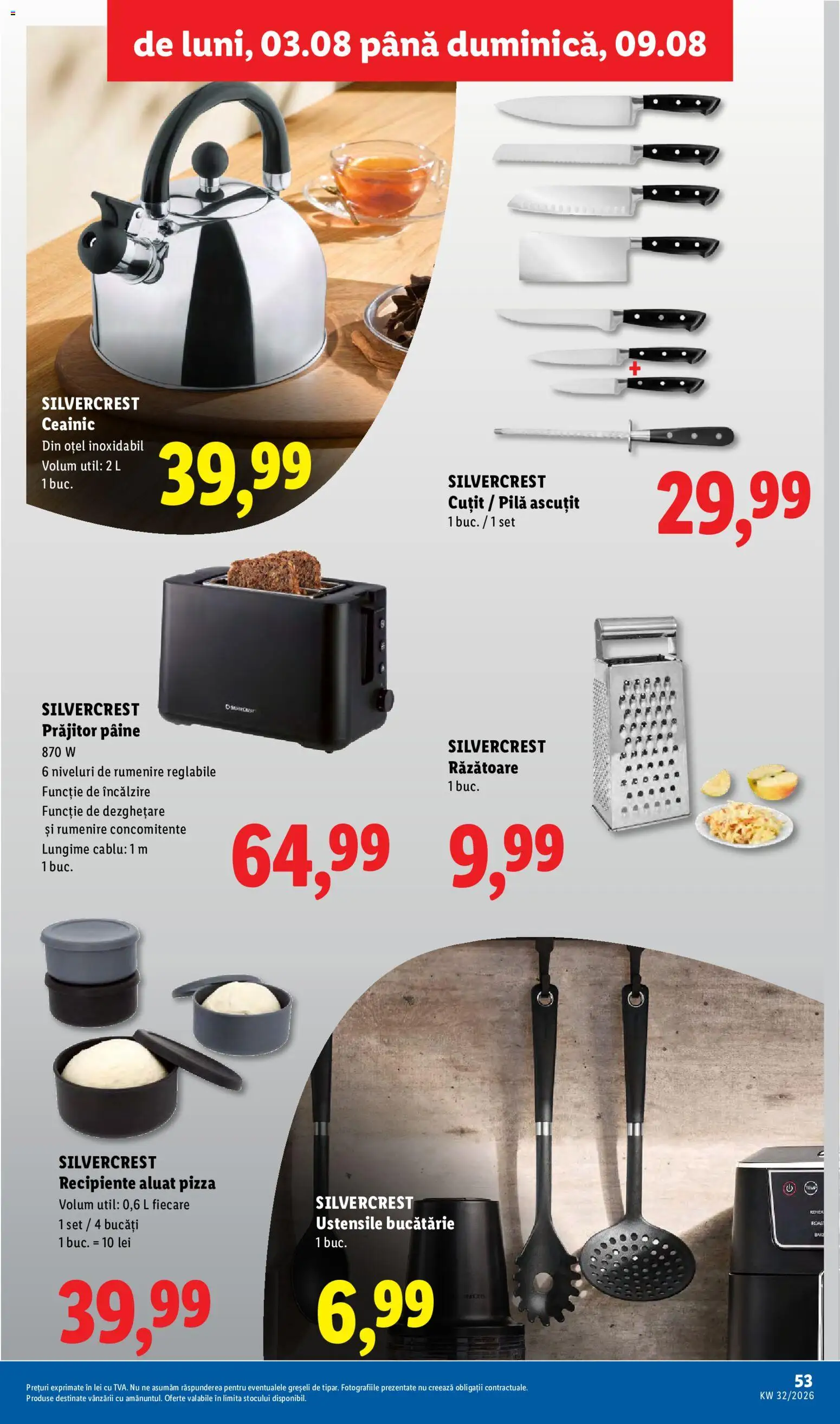 Catalog LIDL 3 - 8 August 2026 | Pagina 53 | Produse: Ceainic, Răzătoare, Recipiente, Pâine