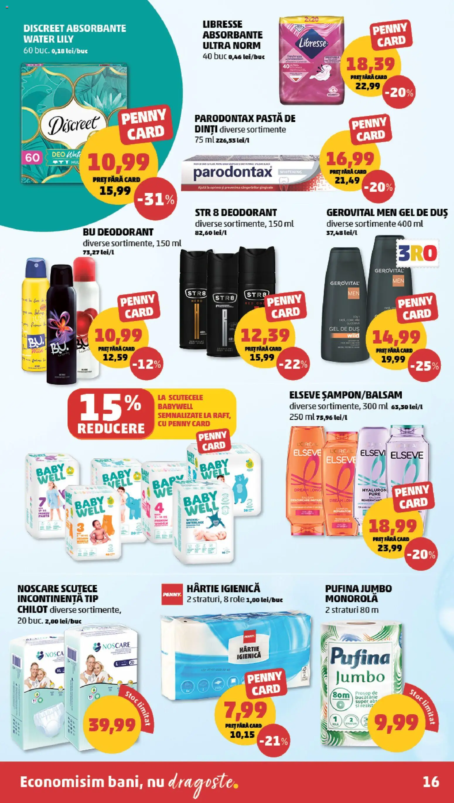 Catalog PENNY Market 29 Iulie - 3 August 2026 | Pagina 16 | Produse: Role, Duș, Gel de duș, Pastă de dinți