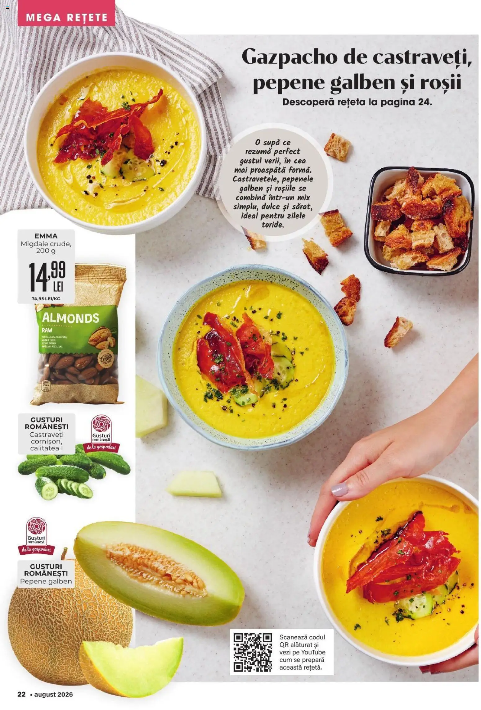 Catalog Mega Image 30 Iulie - 24 August 2026 | Pagina 22 | Produse: Pepene Galben, Migdale, Roșii, Castraveți