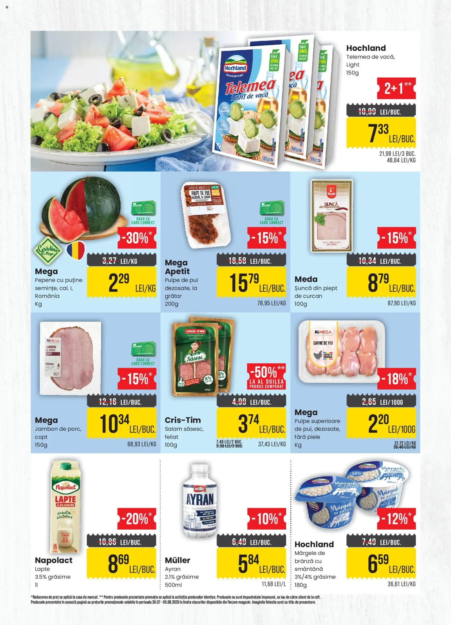 Catalog Mega Image 30 Iulie - 4 August 2026 | Pagina 2 | Produse: Hacıyatmaz Kedi Oyuncağı, Lapte, Brânză, Salam