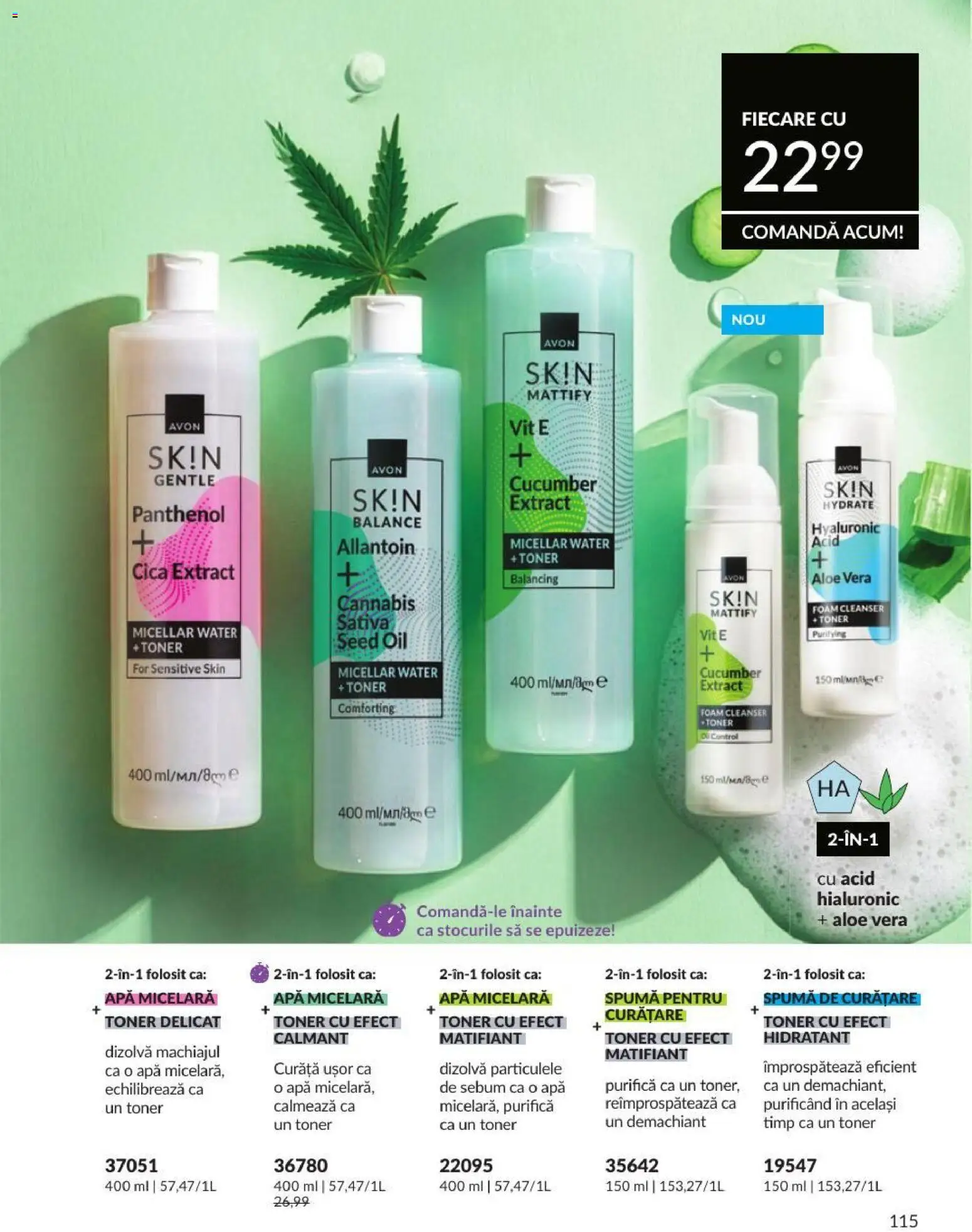 Catalog Avon 1 - 30 August 2026 | Pagina 115 | Produse: Demachiant, Aloe vera, Apă micelară, Apă