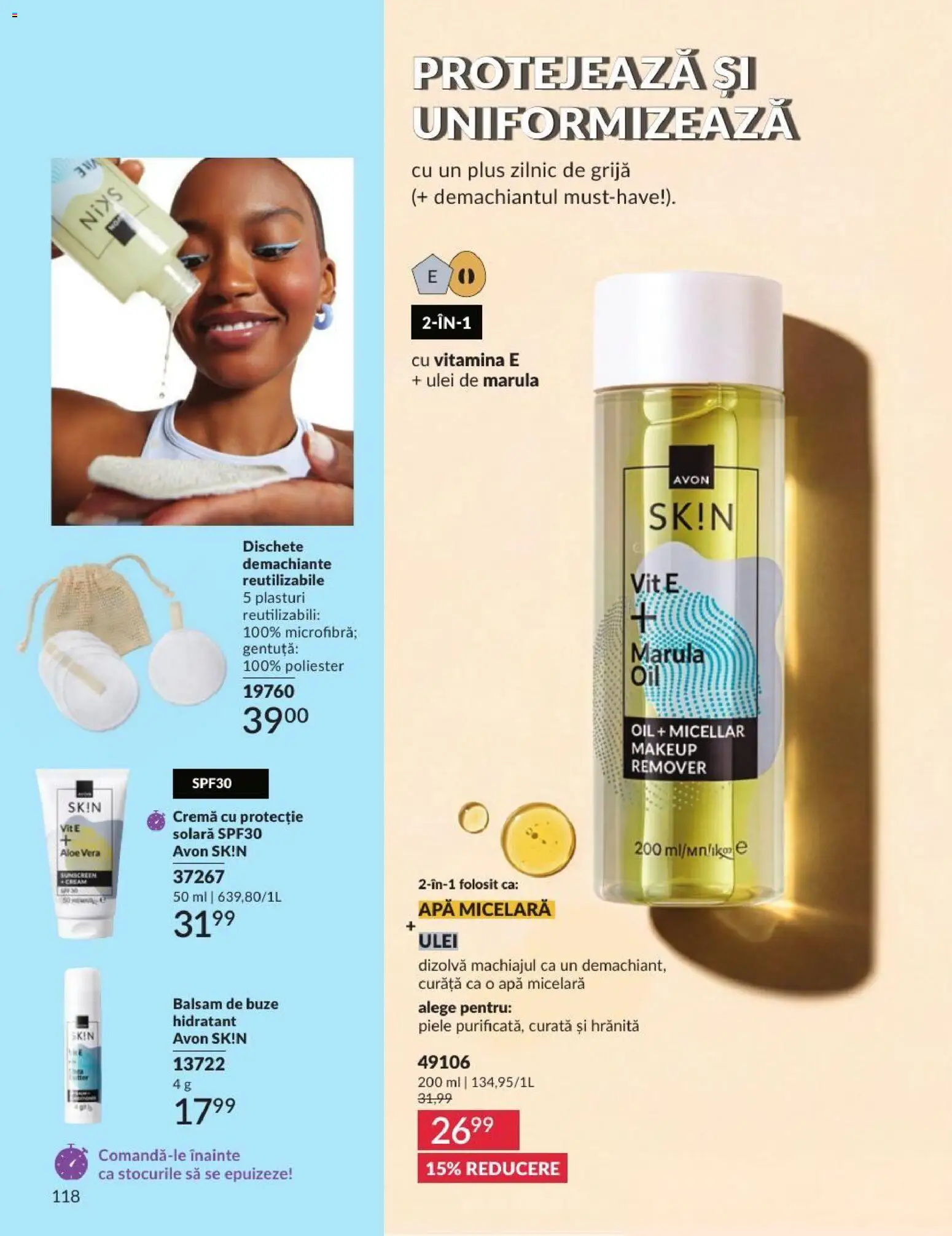 Catalog Avon 1 - 30 August 2026 | Pagina 118 | Produse: Balsam, Ulei, Apă micelară, Apă