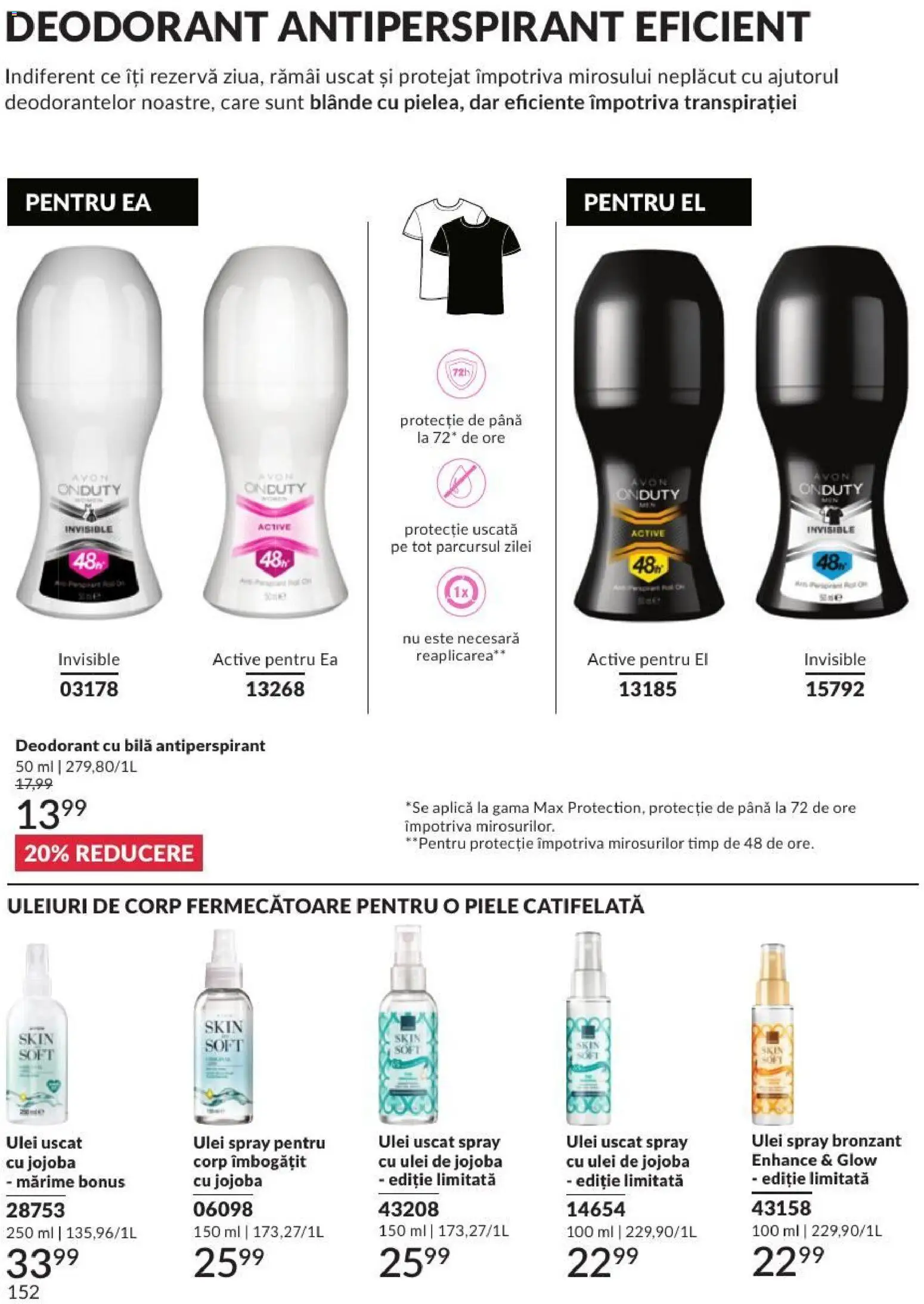 Catalog Avon 1 - 30 August 2026 | Pagina 152 | Produse: Ulei, Deodorant, Antiperspirant
