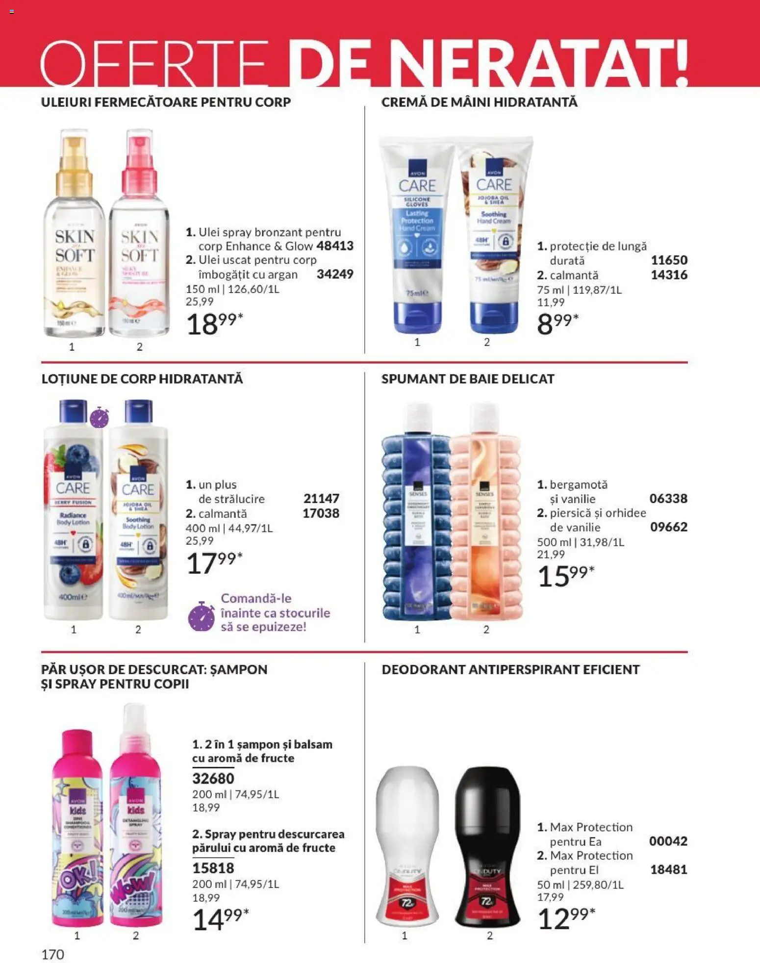 Catalog Avon 1 - 30 August 2026 | Pagina 170 | Produse: Cremă, Cremă de mâini, Deodorant, Spumant de baie