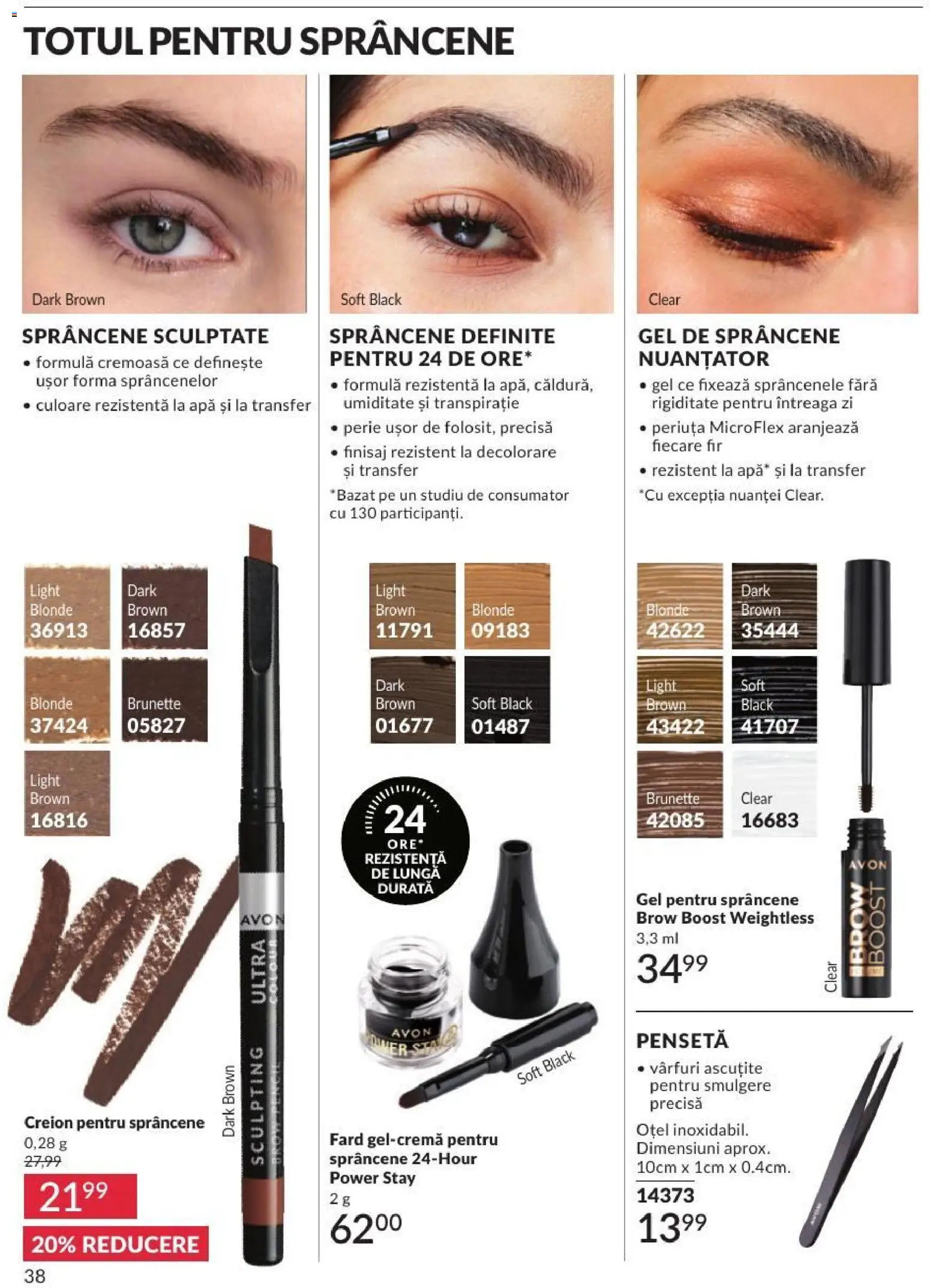 Catalog Avon 1 - 30 August 2026 | Pagina 38 | Produse: Pensetă, Perie, Apă