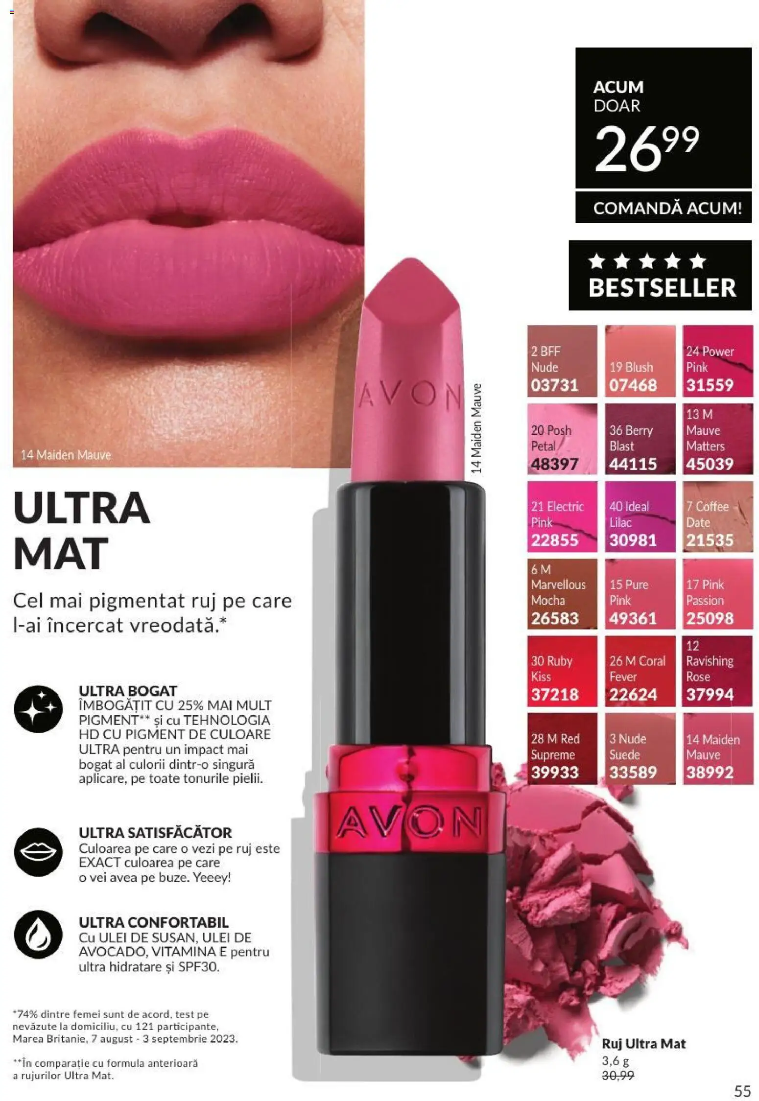 Catalog Avon 1 - 30 August 2026 | Pagina 55 | Produse: Blush, Ruj, Peluş Köpek Yatağı, Ulei