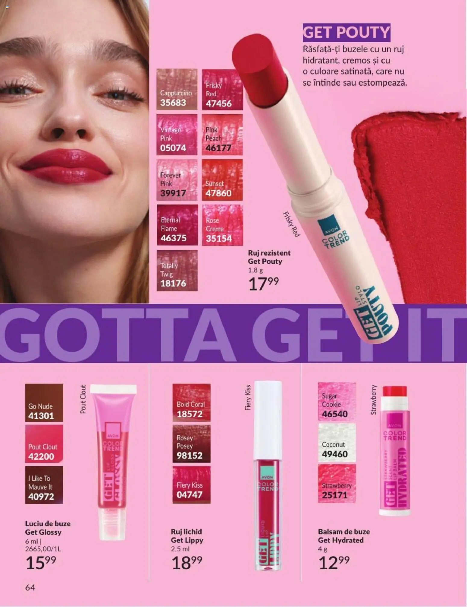 Catalog Avon 1 - 30 August 2026 | Pagina 64 | Produse: Ruj, Luciu de buze, Balsam