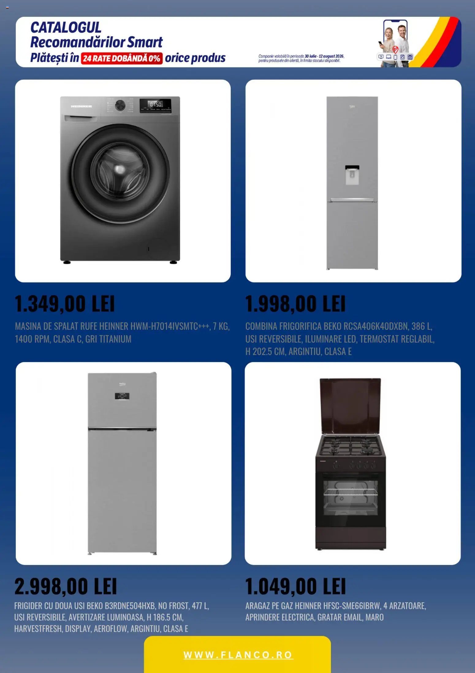 Catalog Flanco 30 Iulie - 11 August 2026 | Pagina 2 | Produse: Frigider, Mașină De Spălat, Aragaz, Combină frigorifică