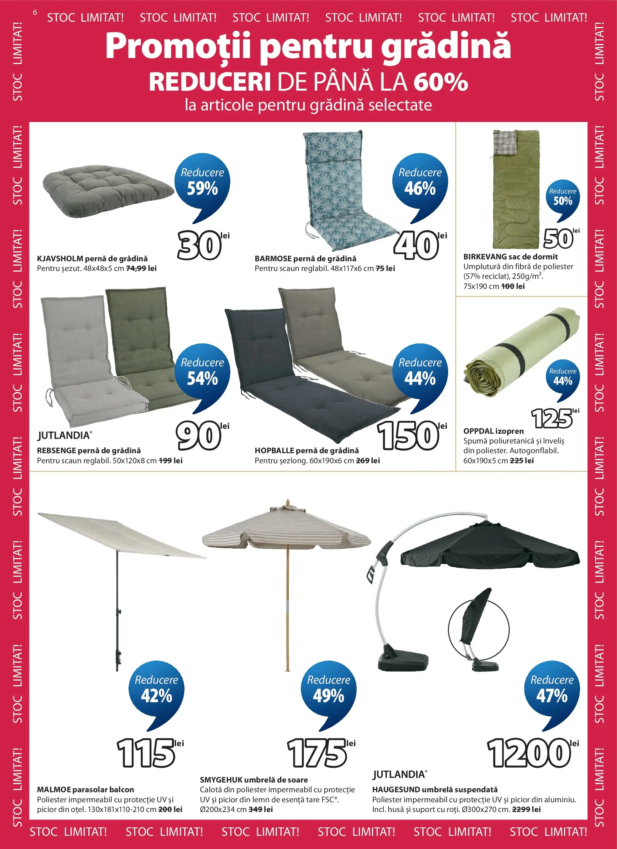 Catalog JYSK 23 Iulie - 23 August 2026 | Pagina 6 | Produse: Umbrelă, Pernă, Scaun