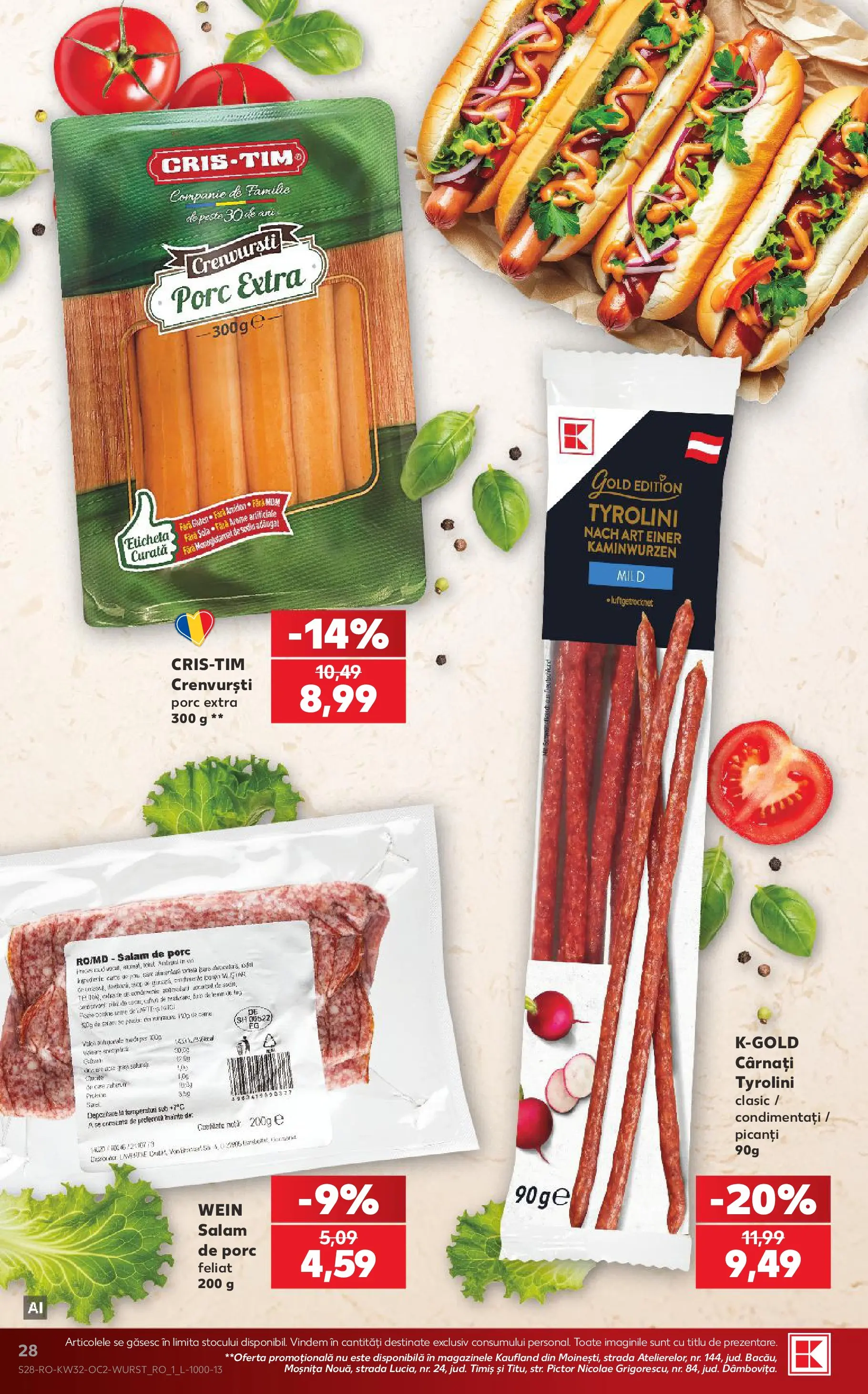 Catalog Kaufland 5 - 10 August 2026 | Pagina 28 | Produse: Crenvurști, Salam, Pește, Cârnați