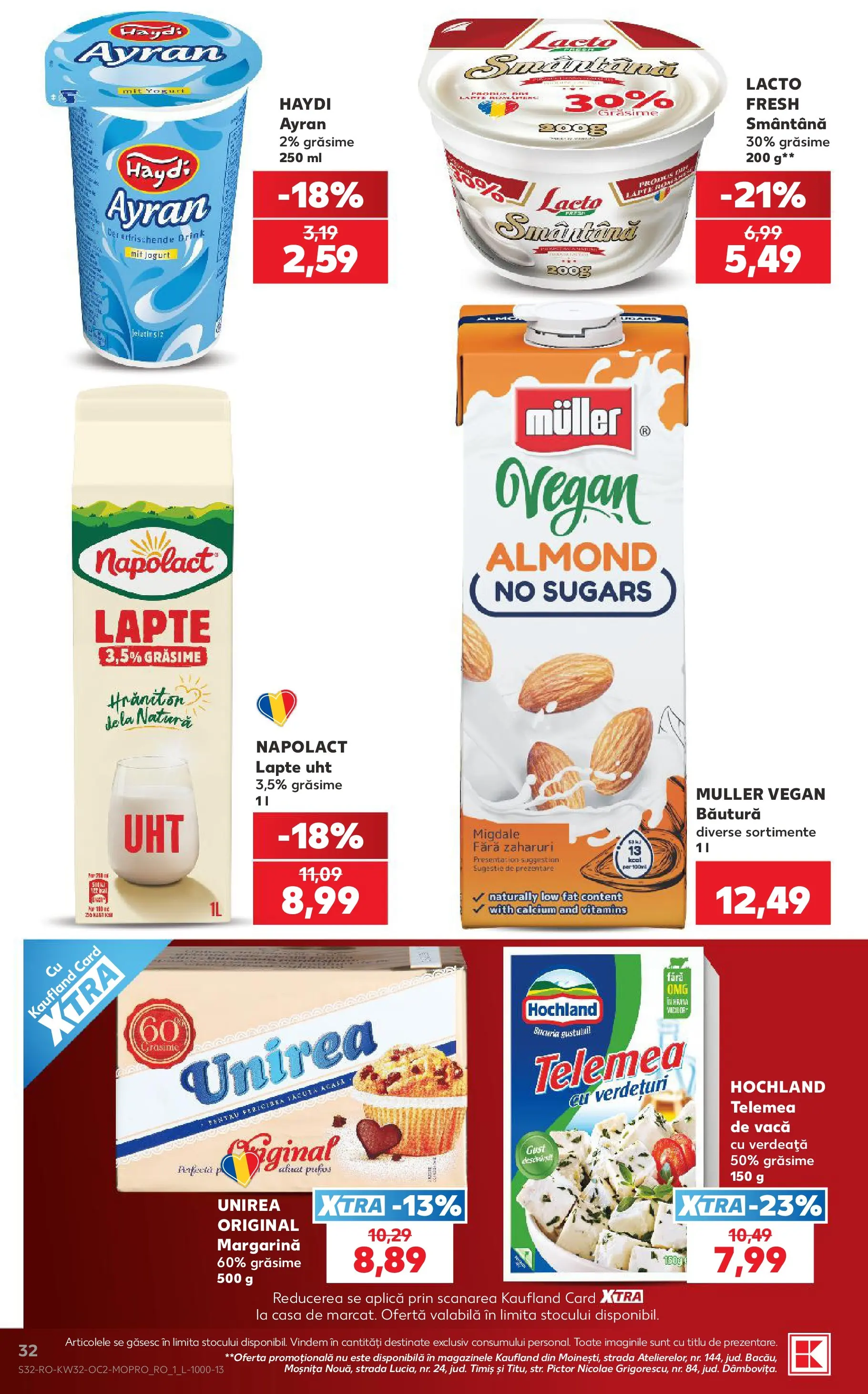 Catalog Kaufland 5 - 10 August 2026 | Pagina 32 | Produse: Migdale, Lapte, Smântână, Verdeață