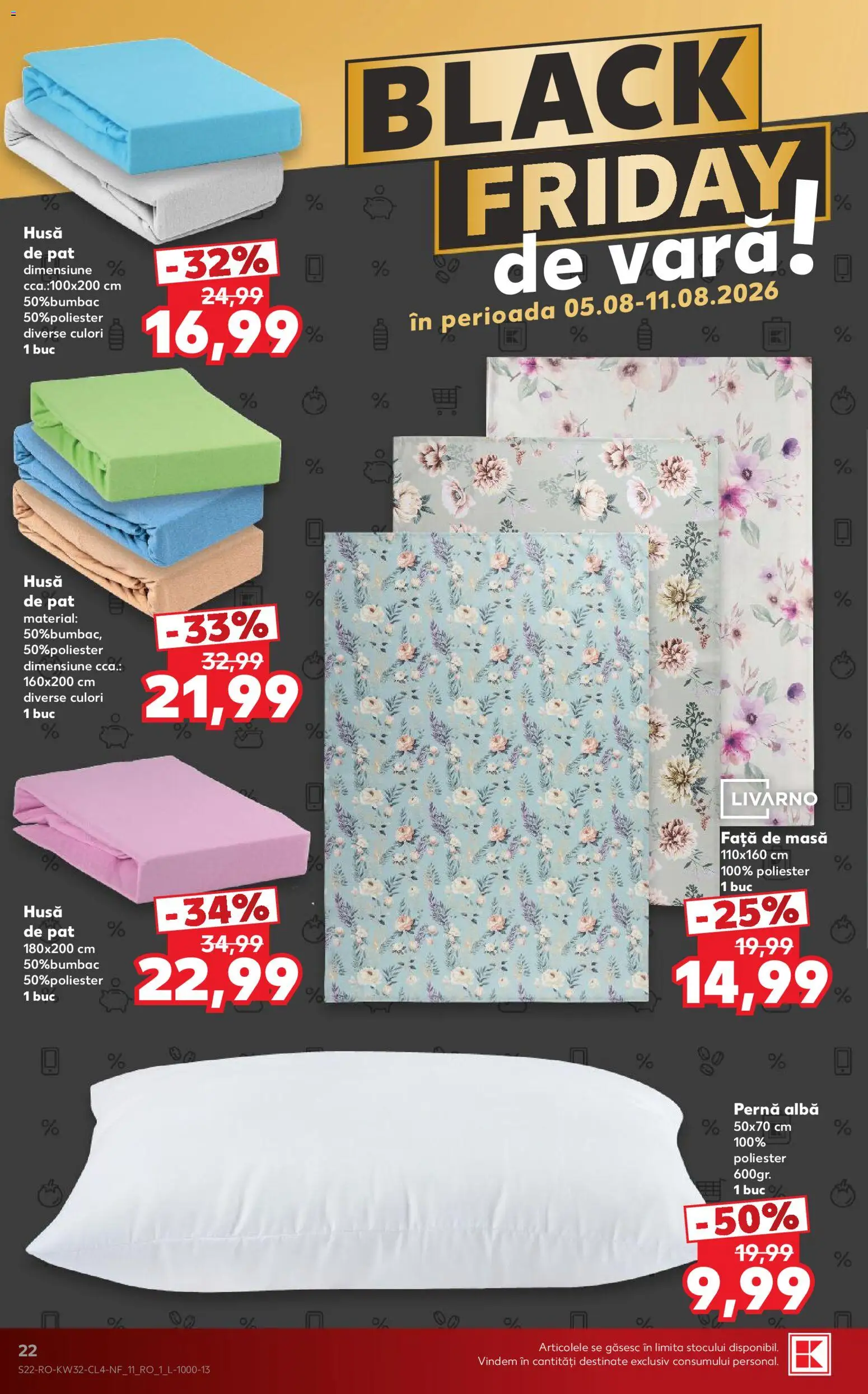 Catalog Kaufland 5 - 10 August 2026 | Pagina 22 | Produse: Față de masă, Pat, Pernă, Masă