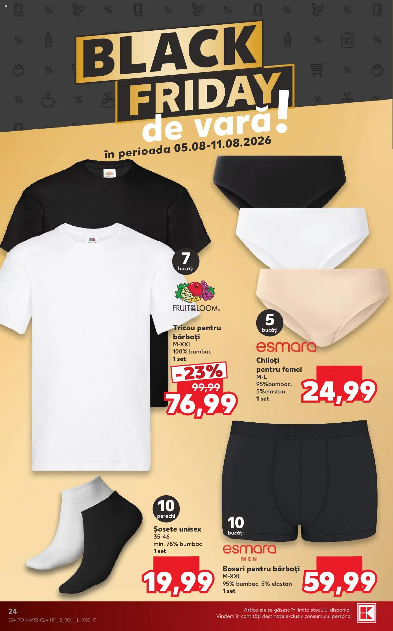 Catalog Kaufland 5 - 10 August 2026 | Pagina 24 | Produse: Tricou, Chiloți, Șosete, Boxeri