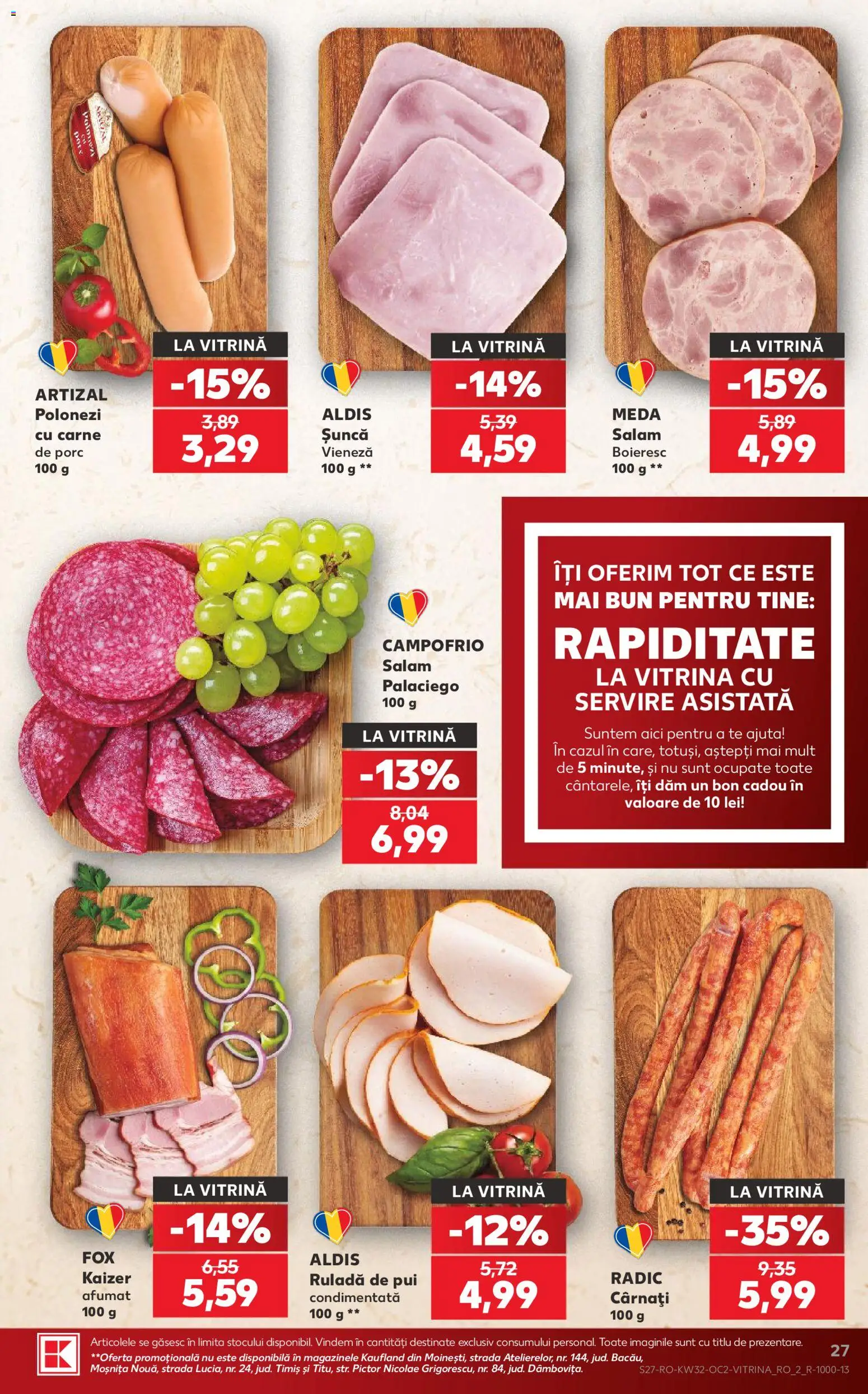 Catalog Kaufland 5 - 10 August 2026 | Pagina 27 | Produse: Vitrină, Salam, Șuncă, Cârnați