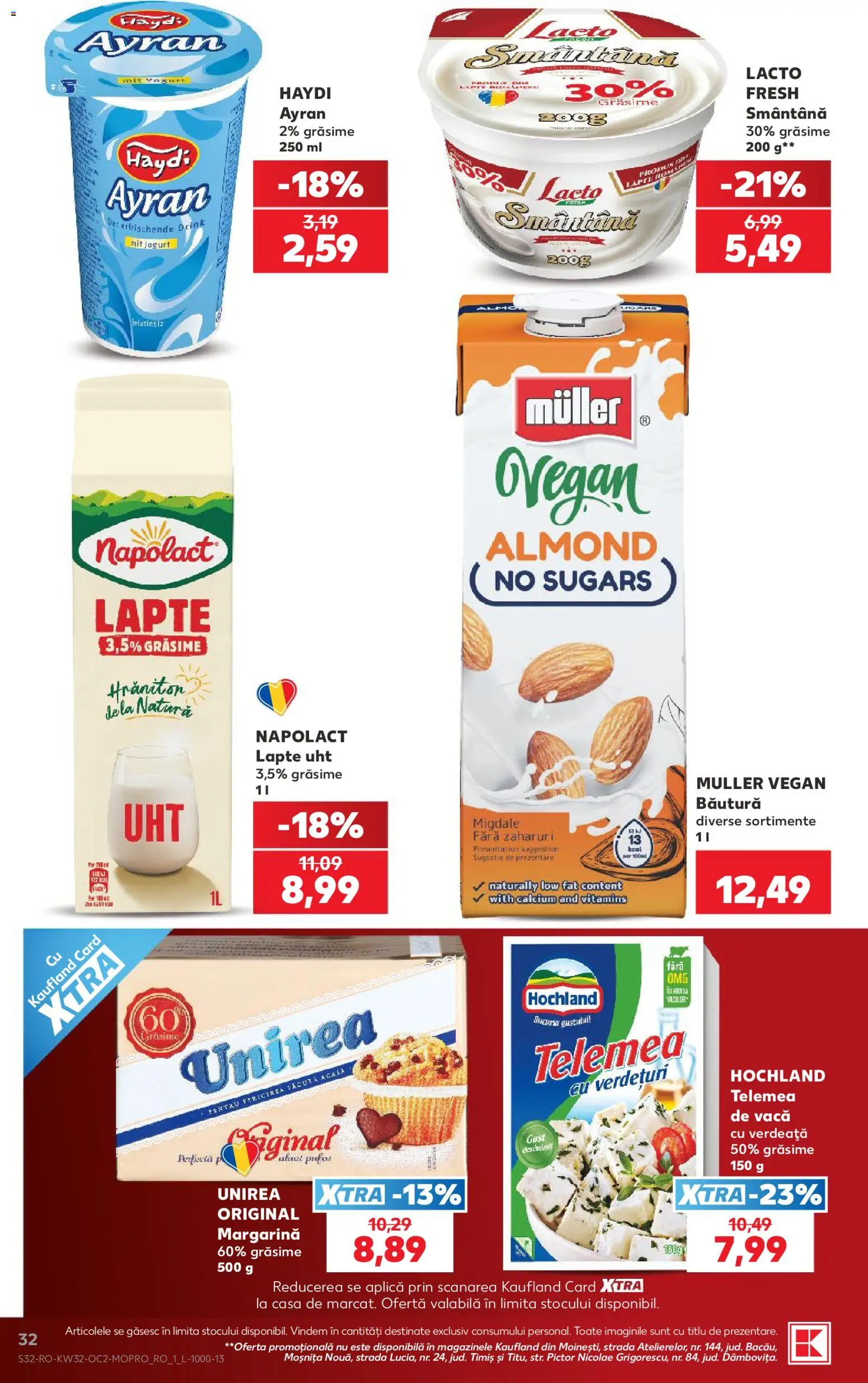 Catalog Kaufland 5 - 10 August 2026 | Pagina 32 | Produse: Migdale, Lapte, Smântână, Verdeață