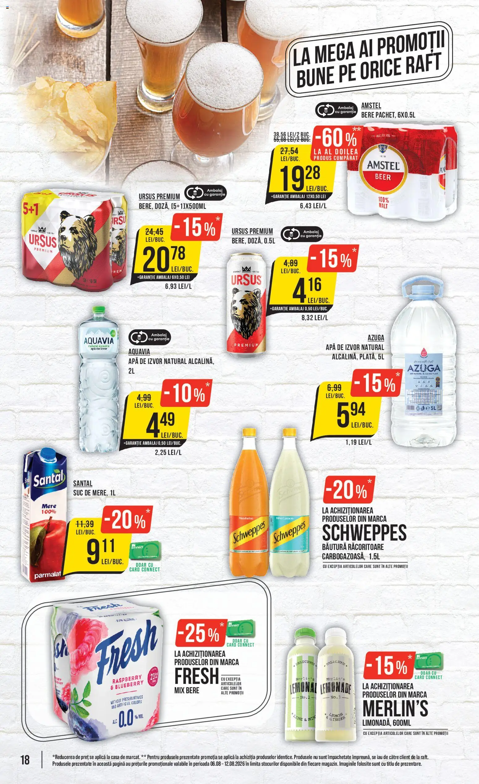 Catalog Mega Image 6 - 11 August 2026 | Pagina 18 | Produse: Raft, Bere, Mandarine, Apă