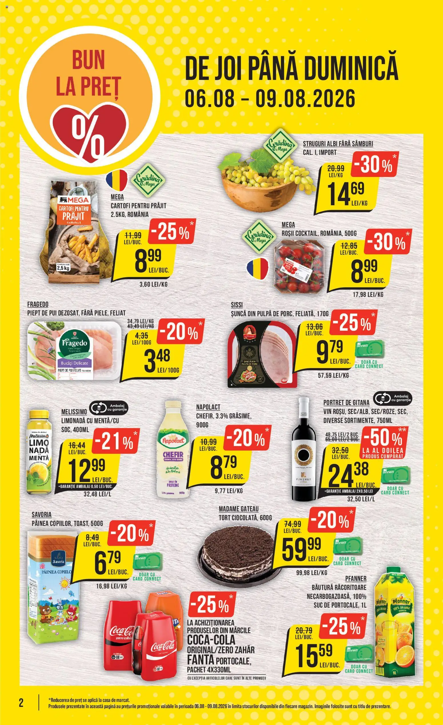 Catalog Mega Image 6 - 11 August 2026 | Pagina 2 | Produse: Struguri, Hacıyatmaz Kedi Oyuncağı, Tort, Vin