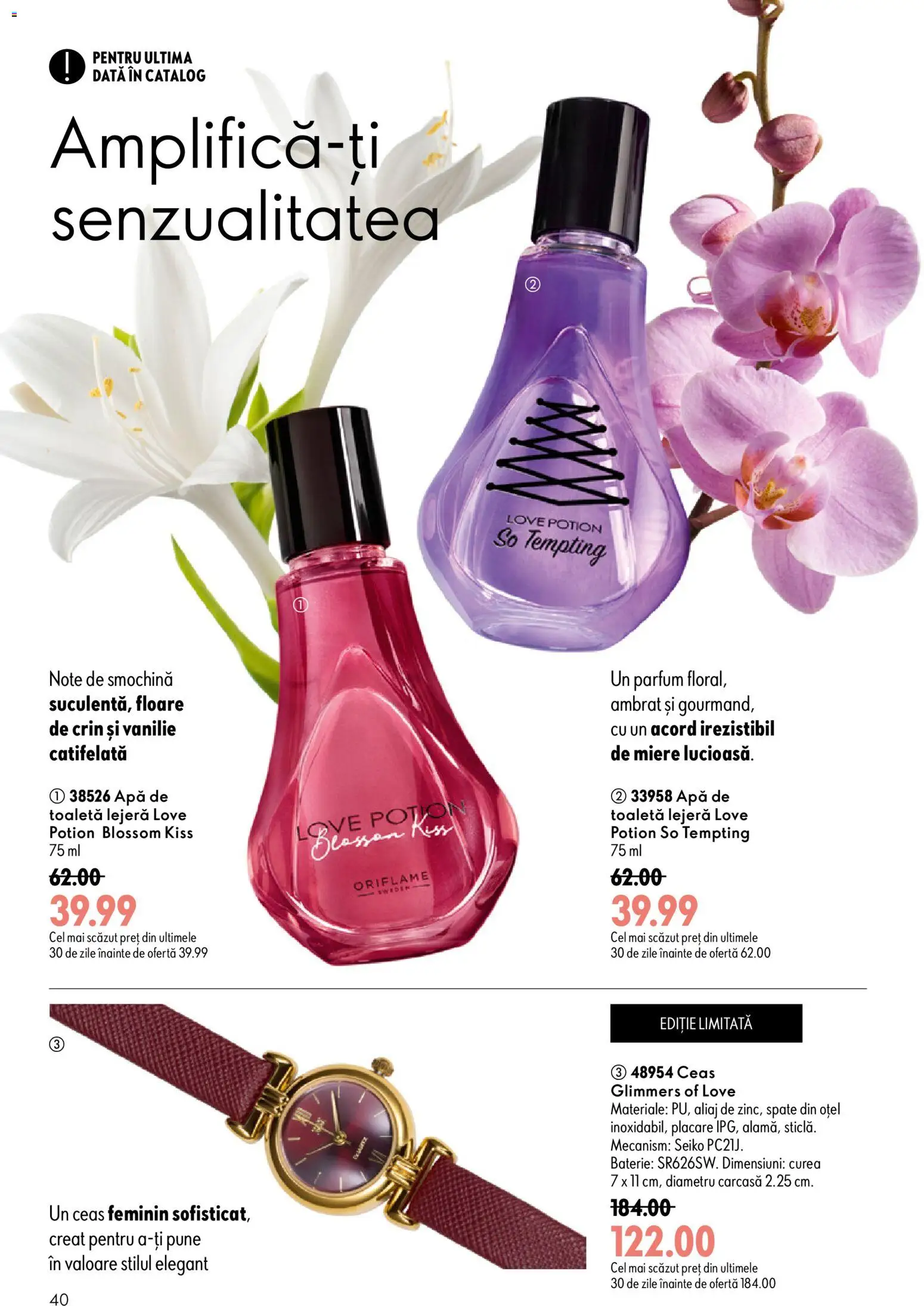 Catalog Oriflame 9 - 28 Septembrie 2026 | Pagina 40 | Produse: Curea, Carcasă, Baterie, Apă