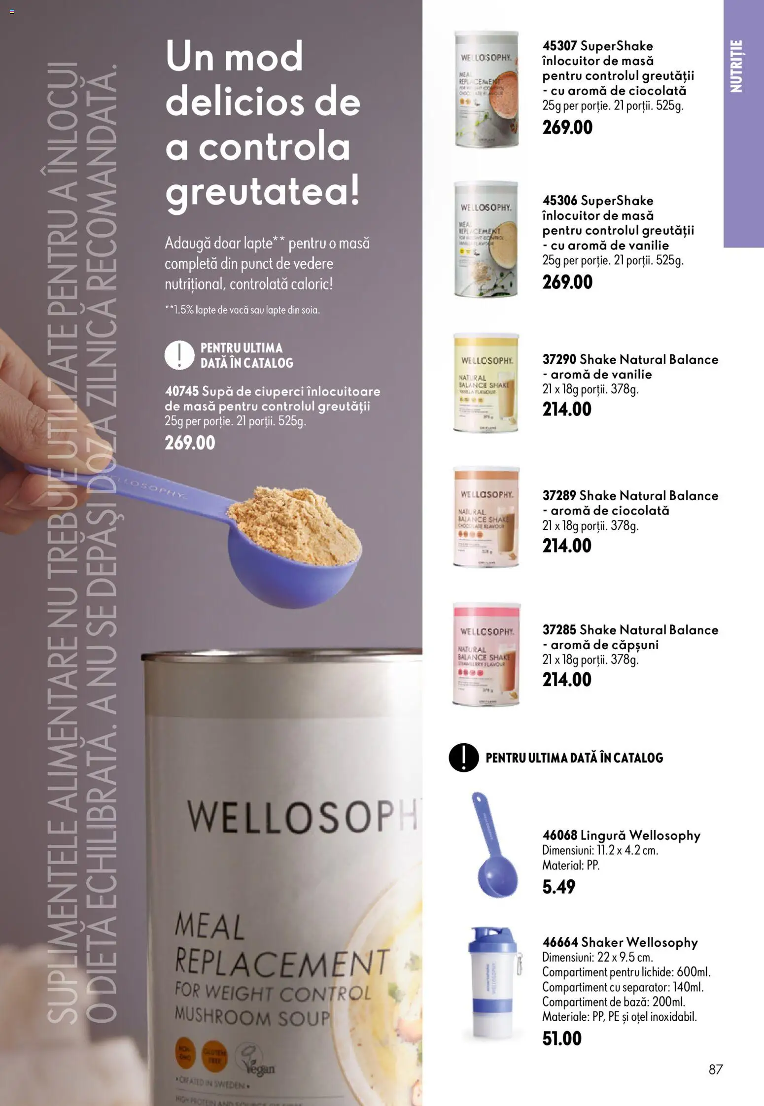 Catalog Oriflame 9 - 28 Septembrie 2026 | Pagina 87 | Produse: Masă, Lapte, Ciocolată, Shake