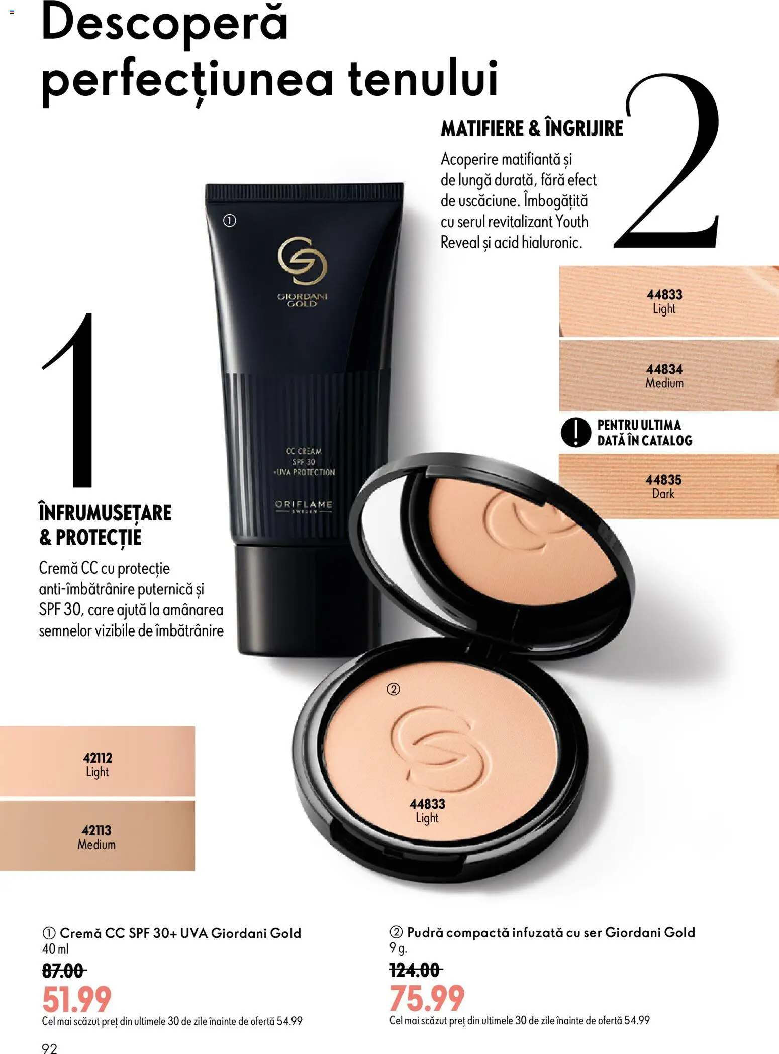 Catalog Oriflame 9 - 28 Septembrie 2026 | Pagina 92 | Produse: Pudră, Cc cream, Cremă