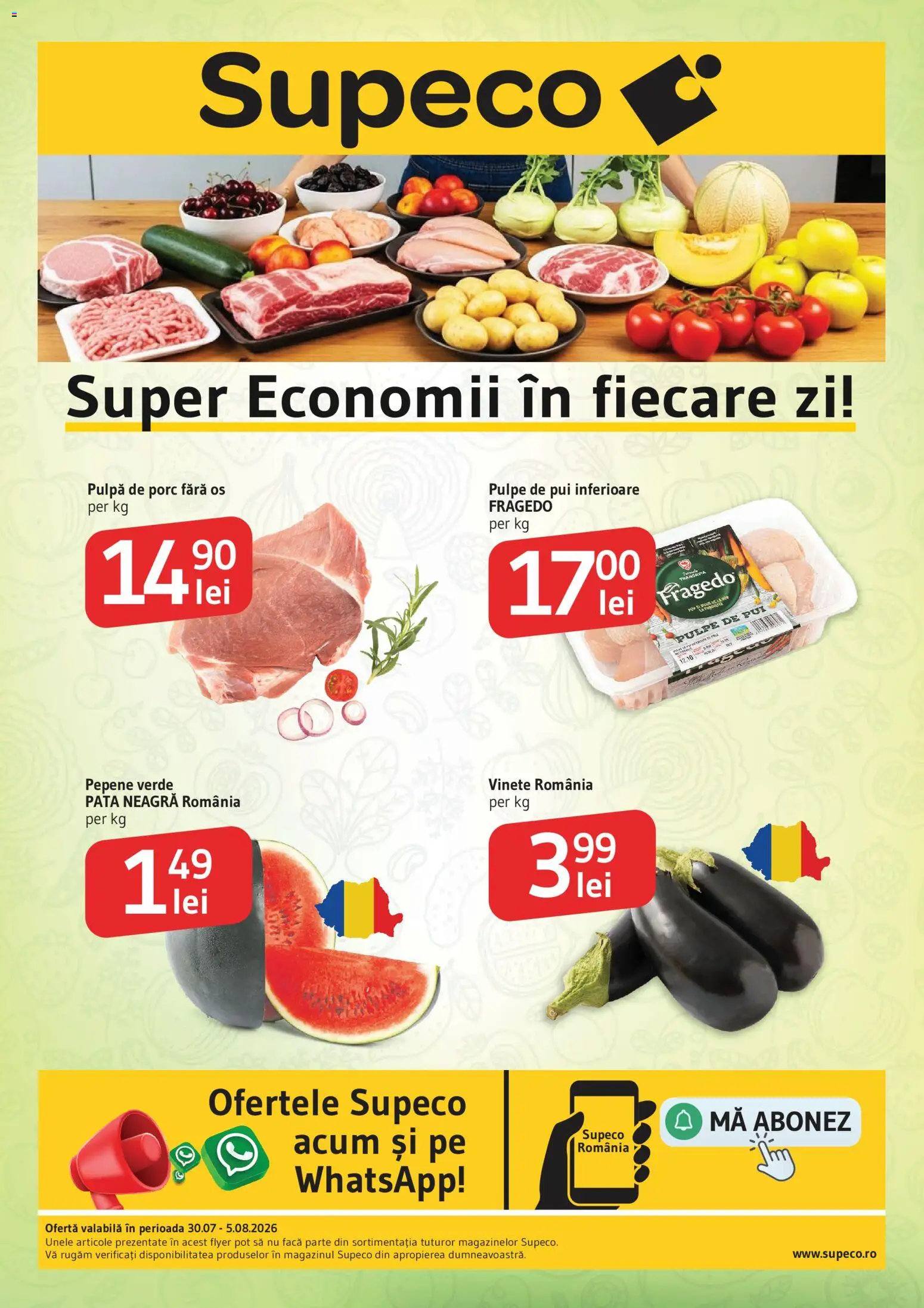 Catalog Supeco 30 Iulie - 4 August 2026 | Pagina 1 | Produse: Pepene Verde, Hacıyatmaz Kedi Oyuncağı
