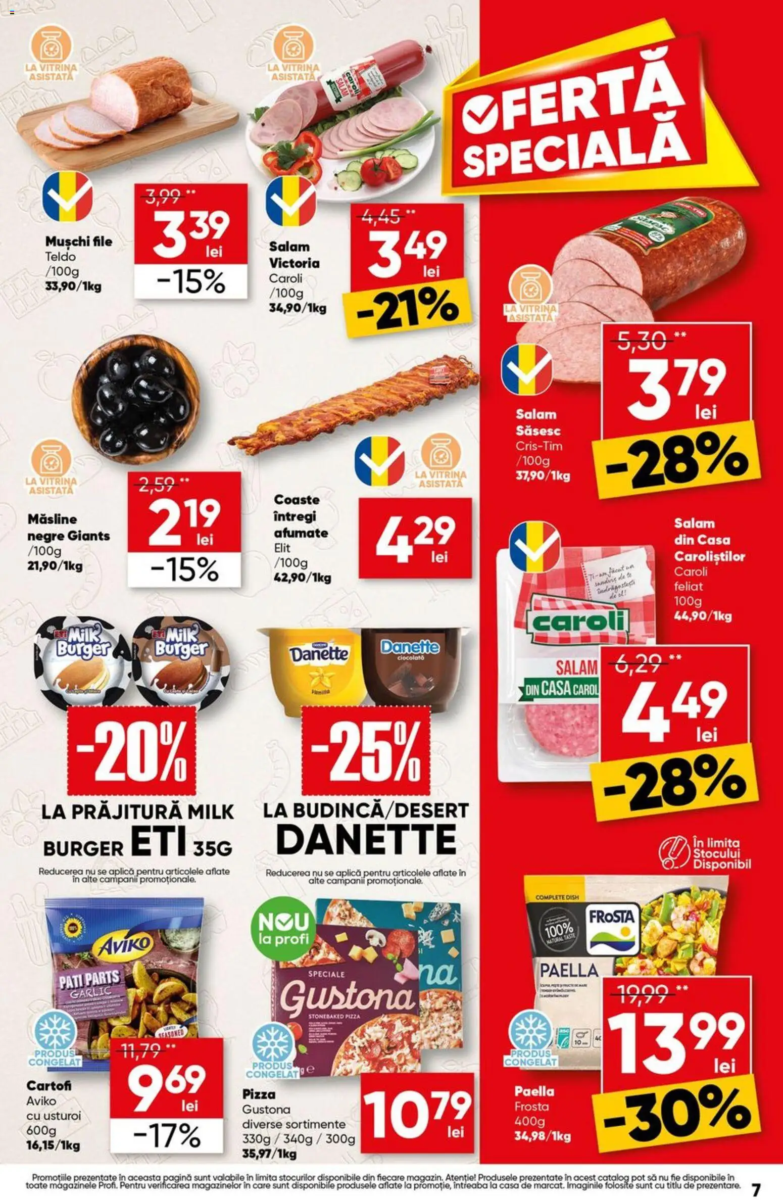 Catalog Profi 22 Iulie - 4 August 2026 | Pagina 7 | Produse: Hijyenik ped, Vitrină, Salam, Burger