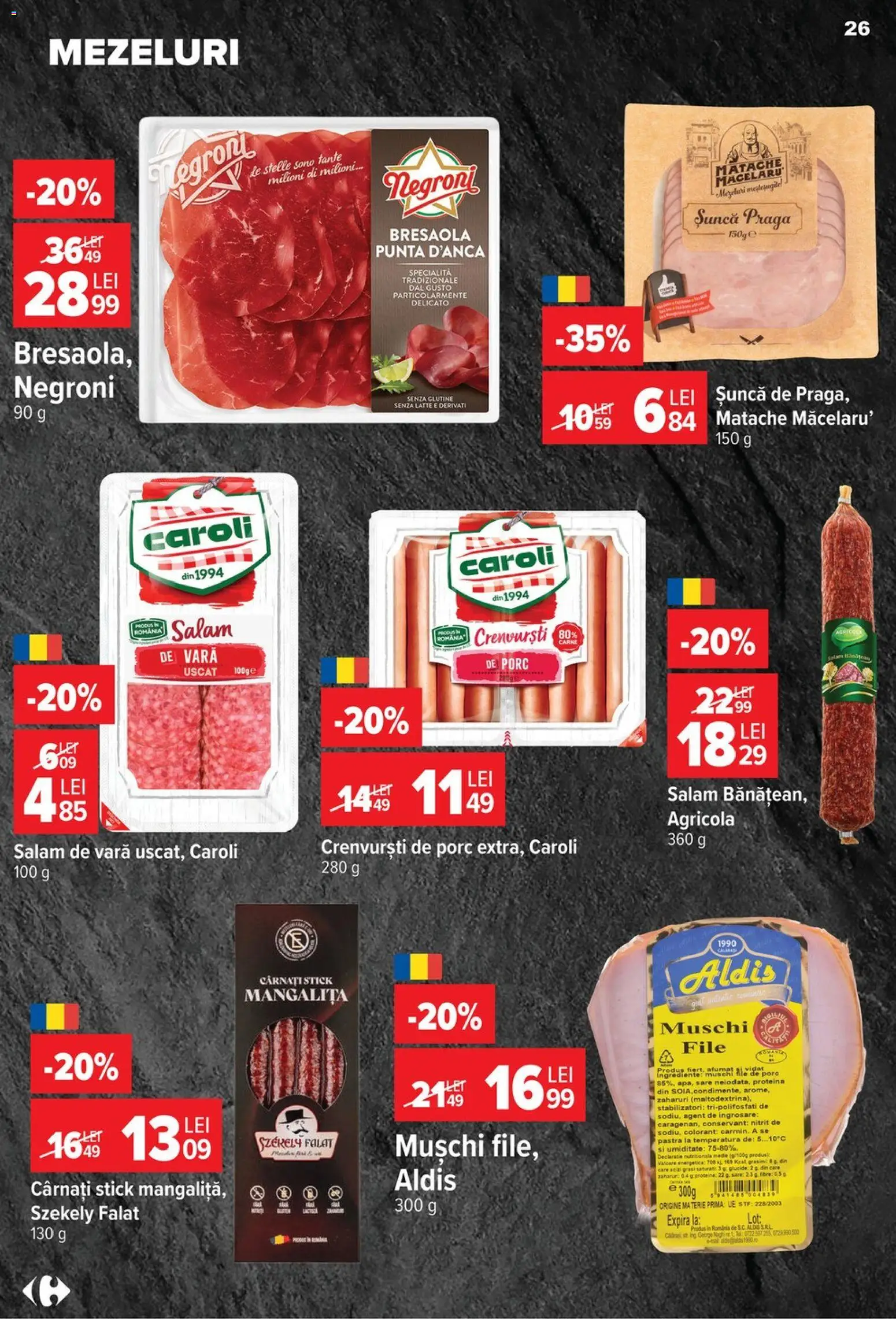 Catalog Carrefour 5 - 10 August 2026 | Pagina 26 | Produse: Crenvurști, Salam, Sare, Cârnați
