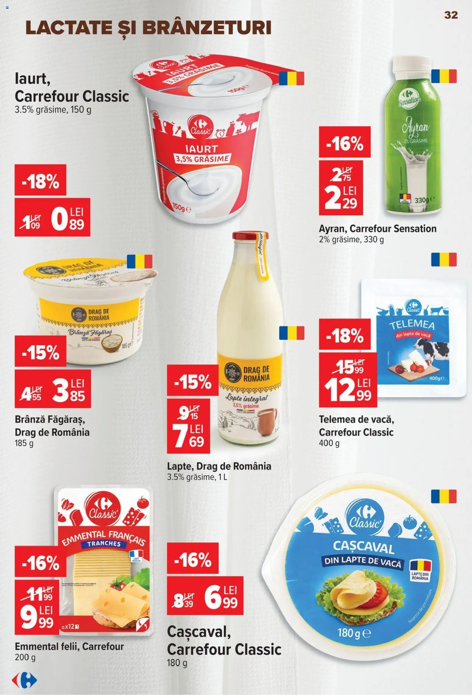 Catalog Carrefour 5 - 10 August 2026 | Pagina 32 | Produse: Cașcaval, Lapte, Brânză, Iaurt