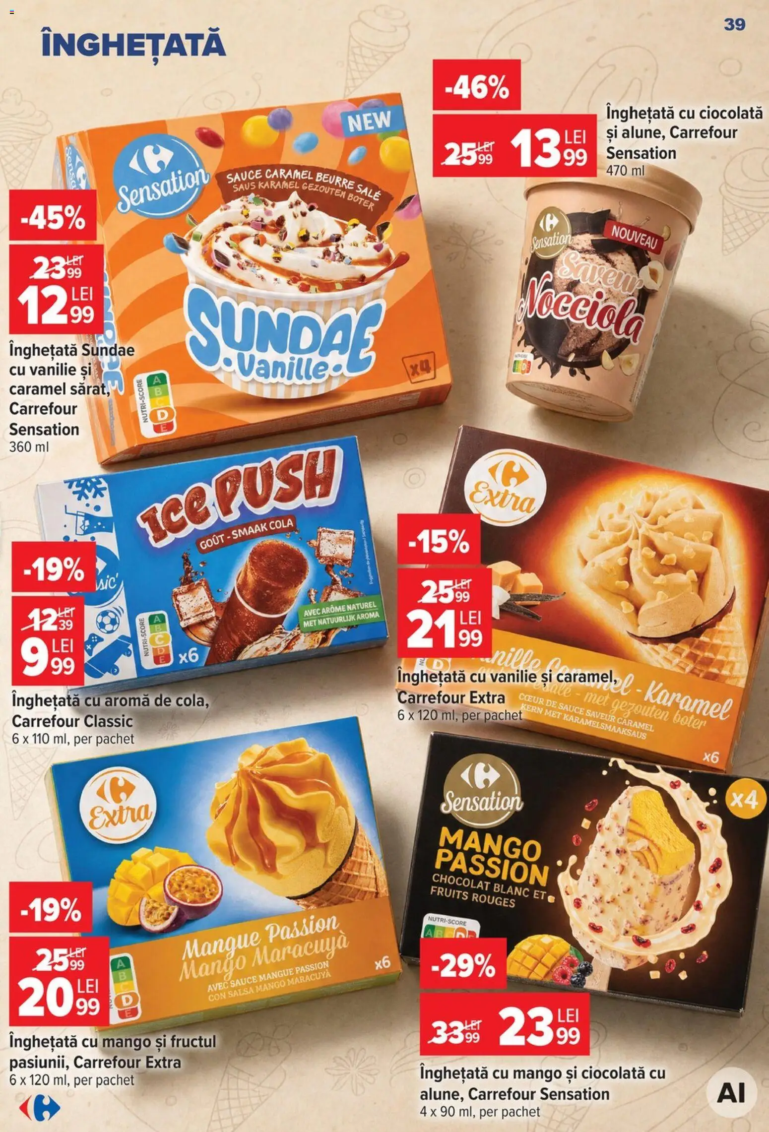 Catalog Carrefour 5 - 10 August 2026 | Pagina 39 | Produse: Amerikan servis, Ciocolată, Înghețată, Mango