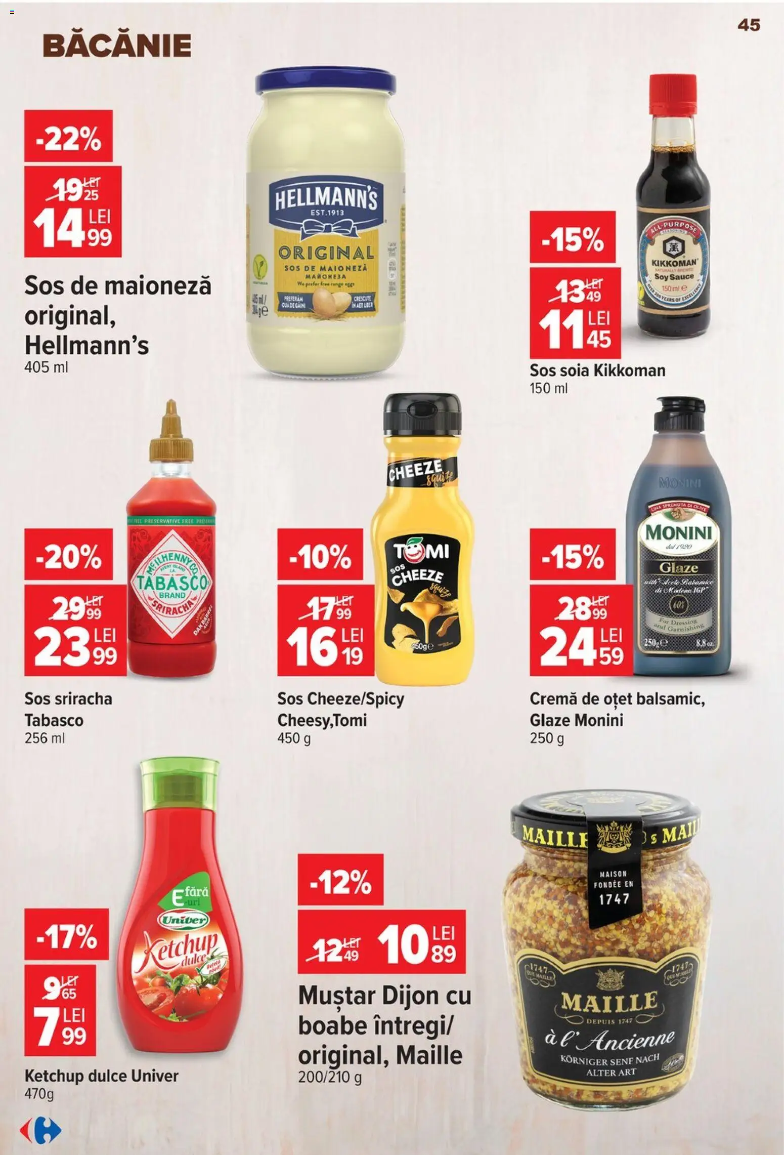Catalog Carrefour 5 - 10 August 2026 | Pagina 45 | Produse: Cremă, Oțet, Maioneză, Sos
